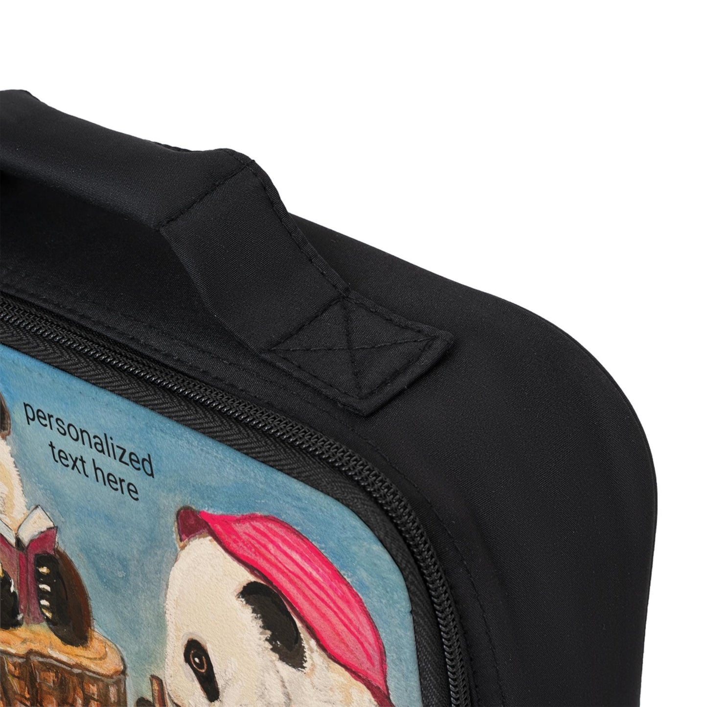 Panda Reading Picnic Lunch Bag | Personalized Text Option