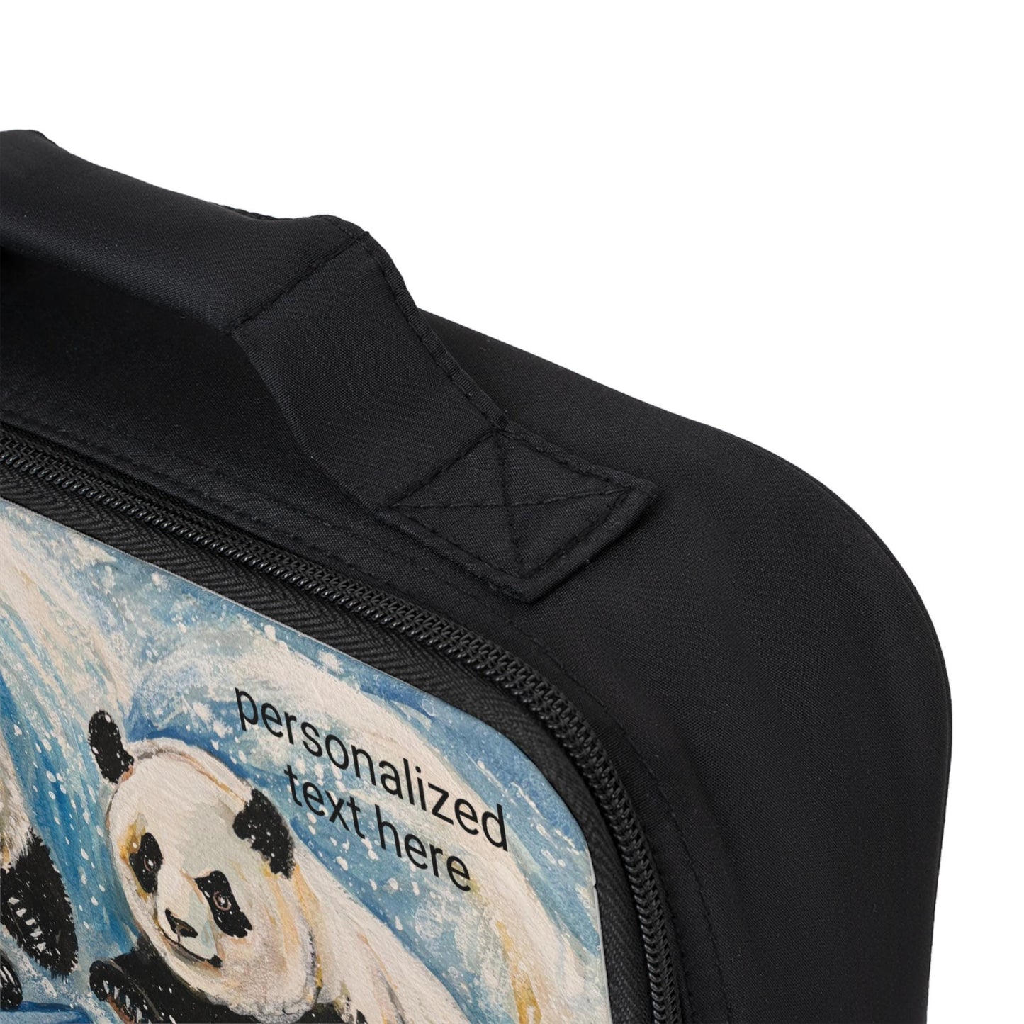 Playful Panda Illustration Lunch Bag | Personalized Text Option