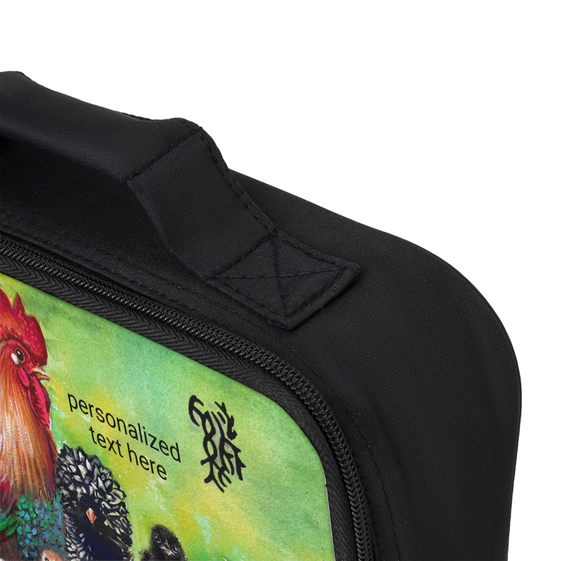 Rooster and Chicks Lunch Bag | Farmyard Chicken Print, Personalized Option