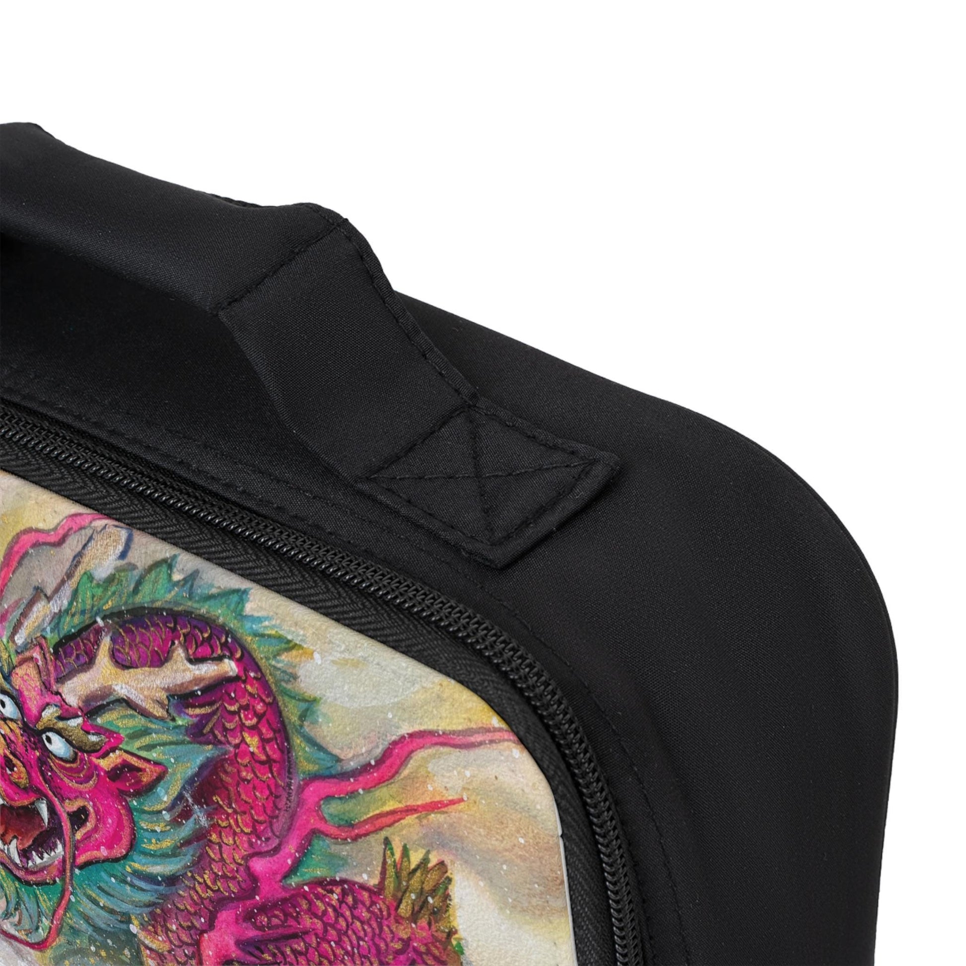 Pink Chinese Dragon Lunch Bag | Personalized Text Option, Mythical Asian Art