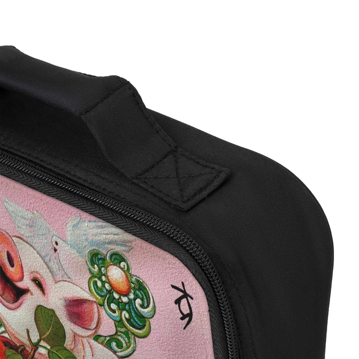 Happy Pig with Peach Lunch Bag | Cute Animal Personalized Lunchbox