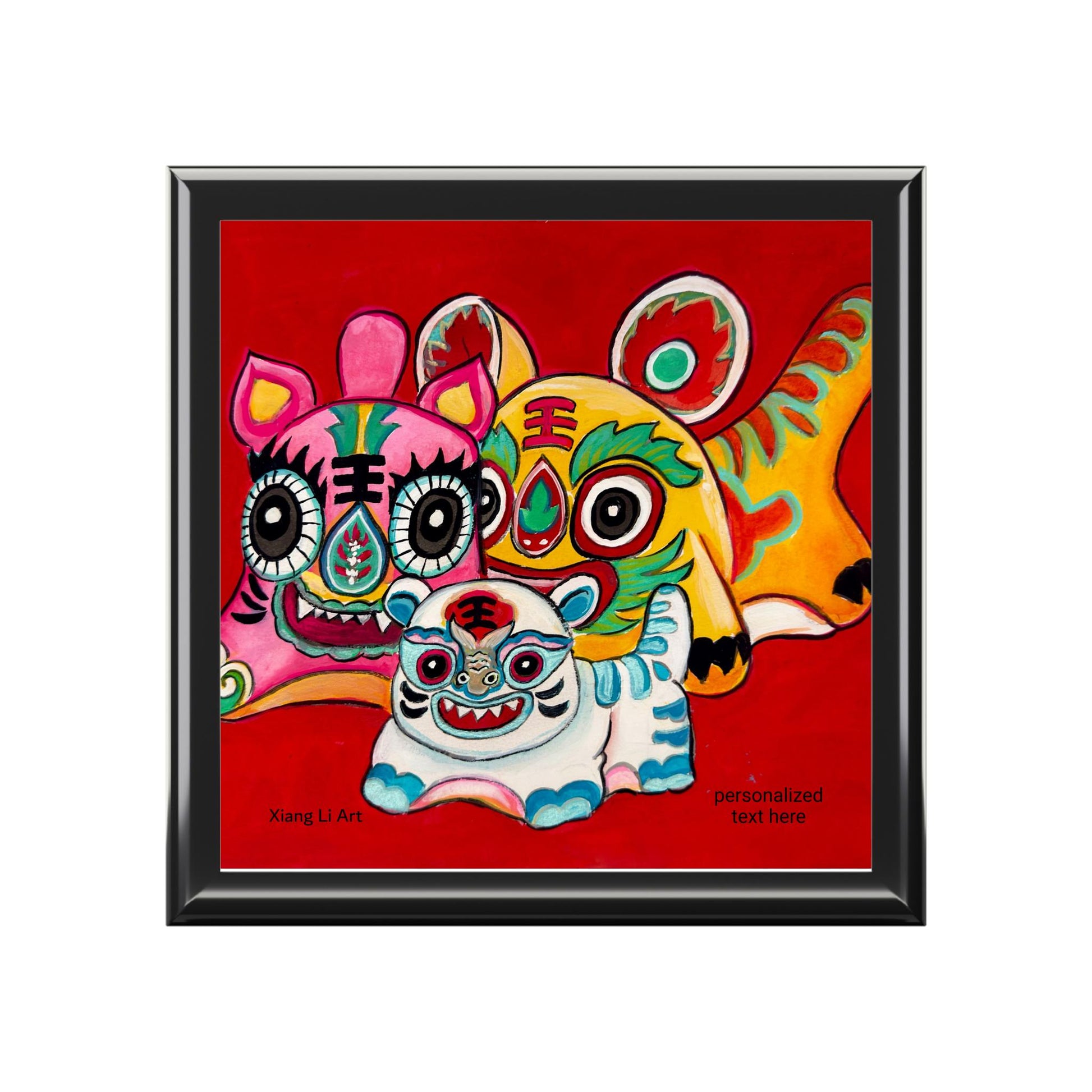 Colorful Chinese Tiger Dolls Jewelry Box | Decorative Trinket Storage