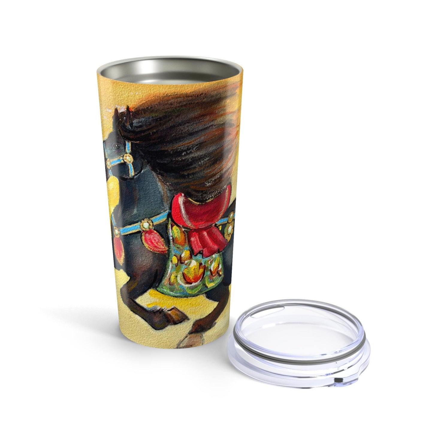 Painted Carousel Horse Tumbler | Vintage Fairground Ride Art