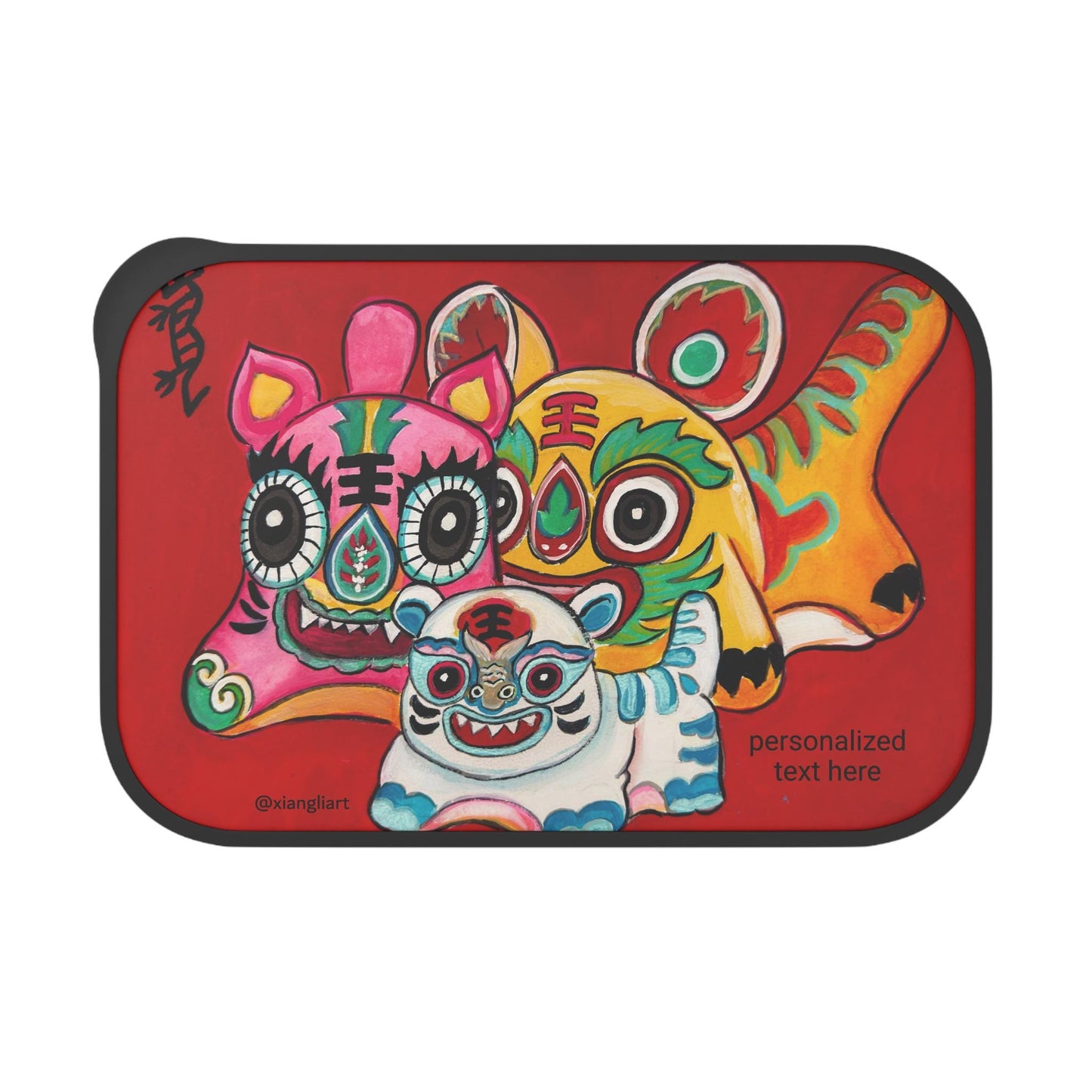 Colorful Chinese Lion Dance Artwork PLA Bento Box