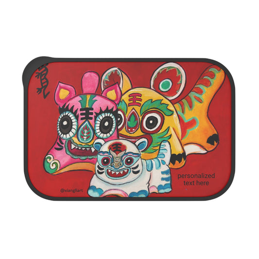 Colorful Chinese Lion Dance Artwork PLA Bento Box