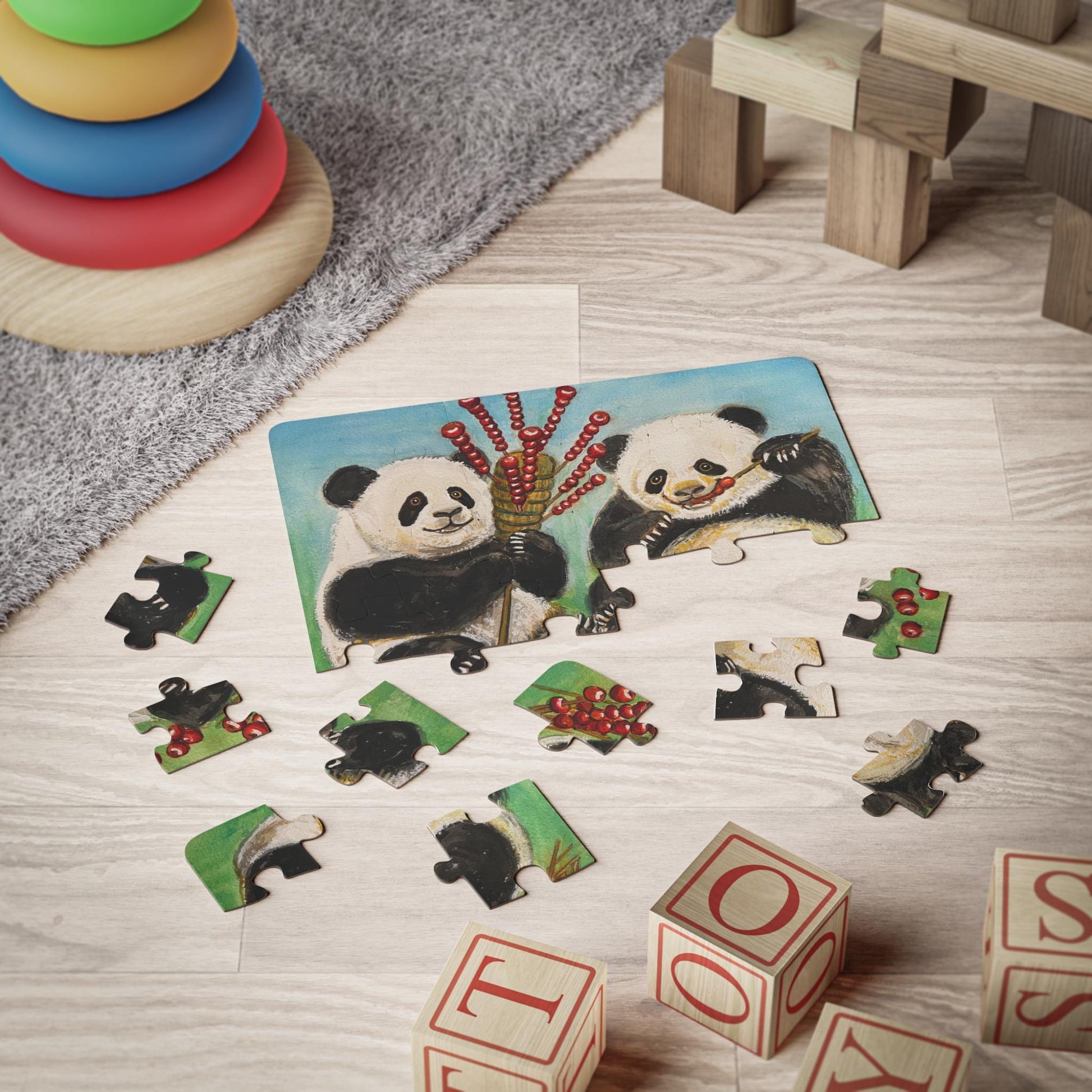 Playful Pandas Eating Hawthorn Candies Puzzle Kids' Puzzle | 30 Pieces, Toddler Jigsaw