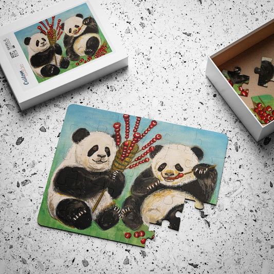 Playful Pandas Eating Hawthorn Candies Puzzle Kids' Puzzle | 30 Pieces, Toddler Jigsaw
