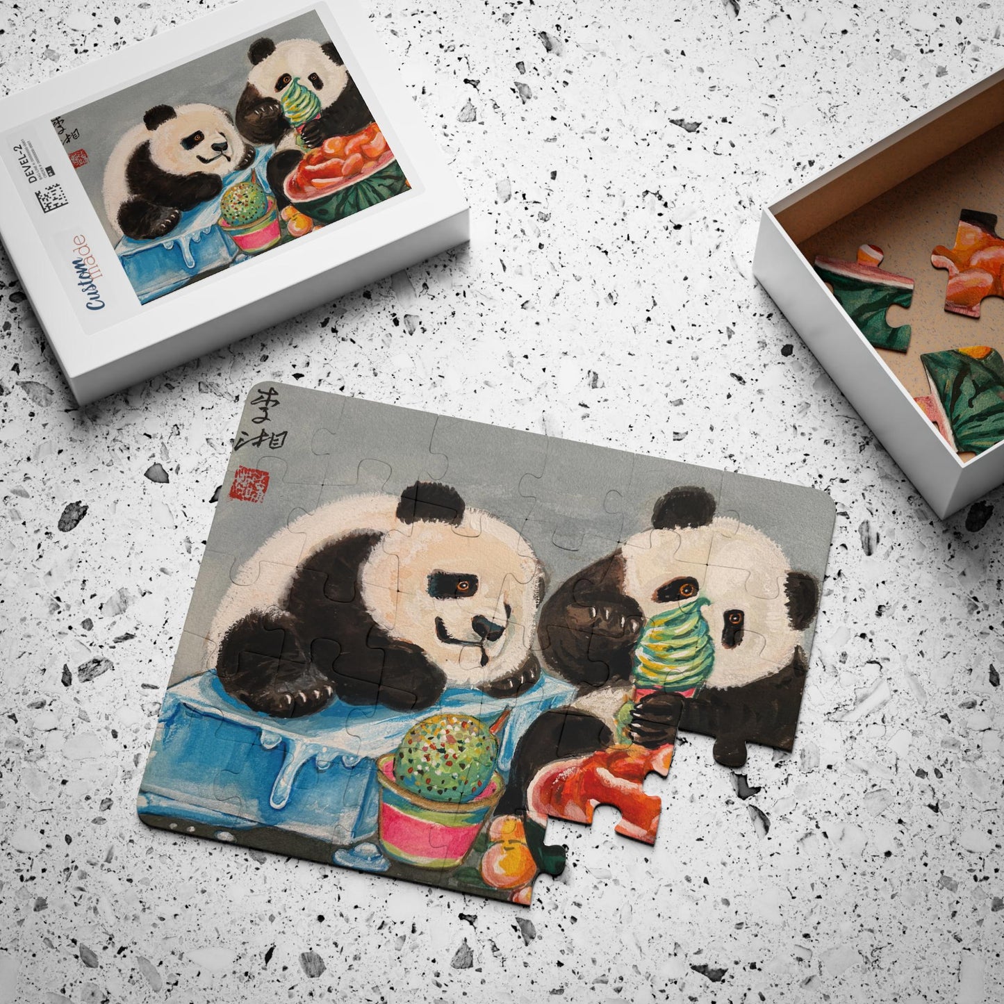 Pandas Sharing Ice Cream Kids Puzzle 30-piece