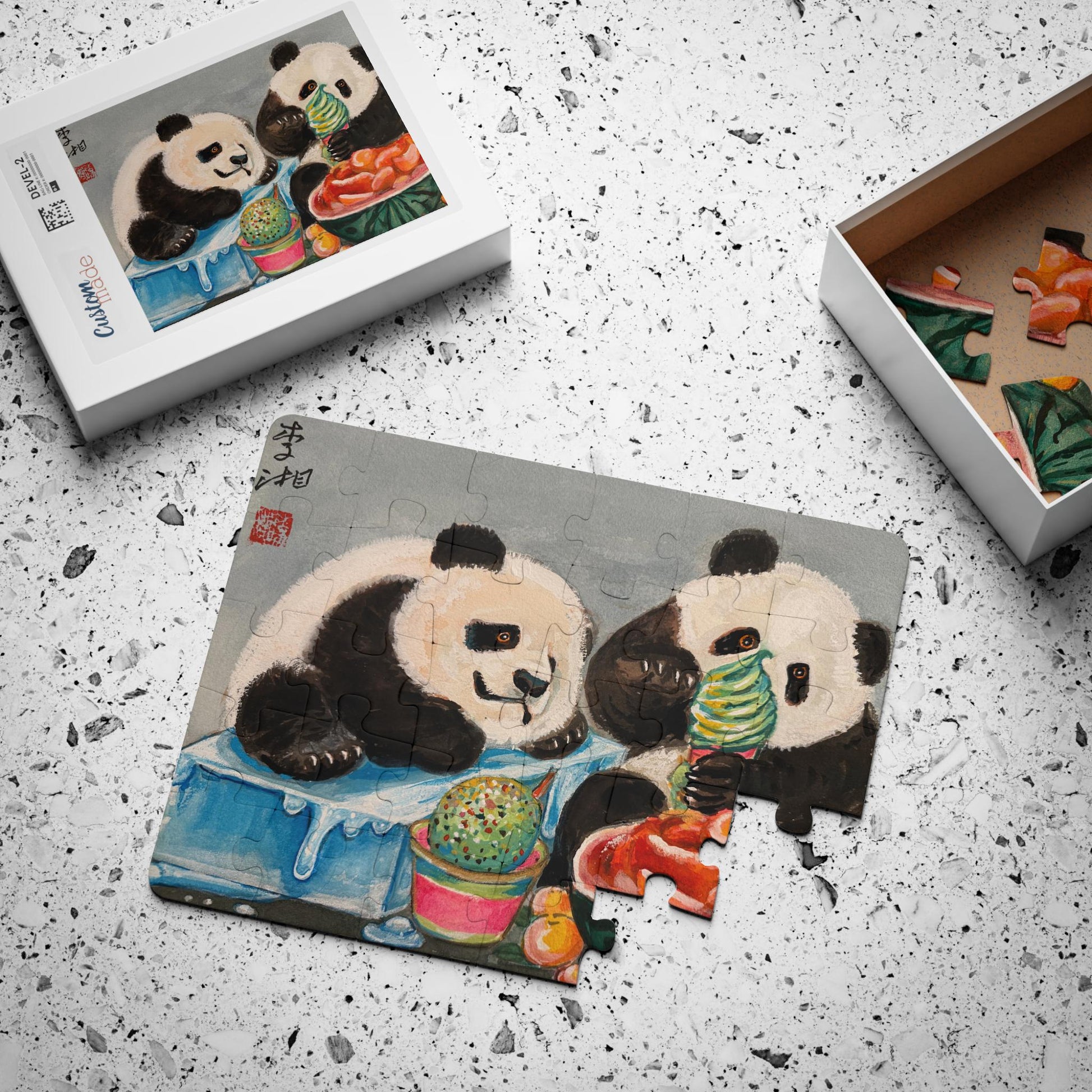Pandas Sharing Ice Cream Kids Puzzle 30-piece