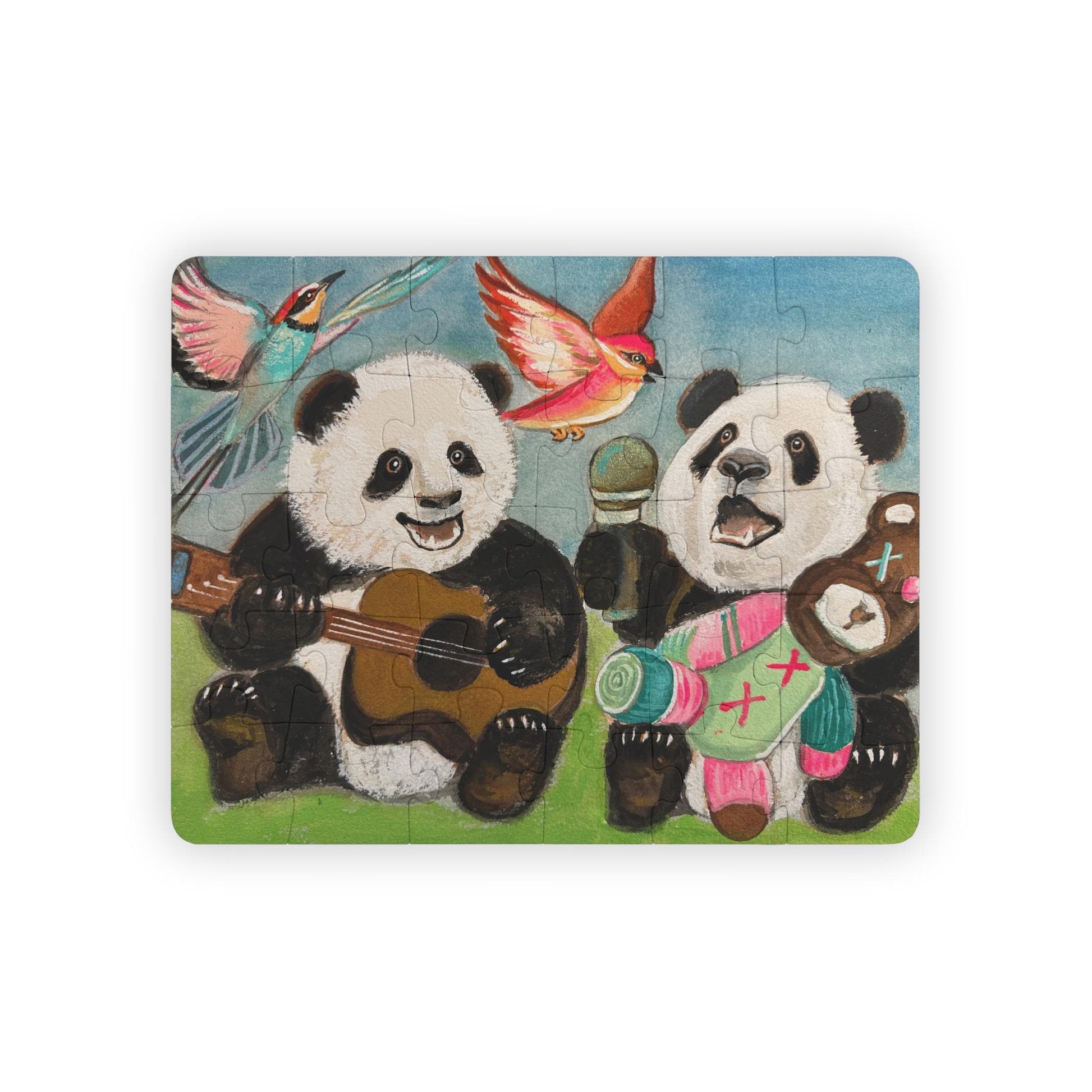 Singing Panda Playing Guitar Duo Kids Puzzle, 30-Piece | Animal Music Jigsaw