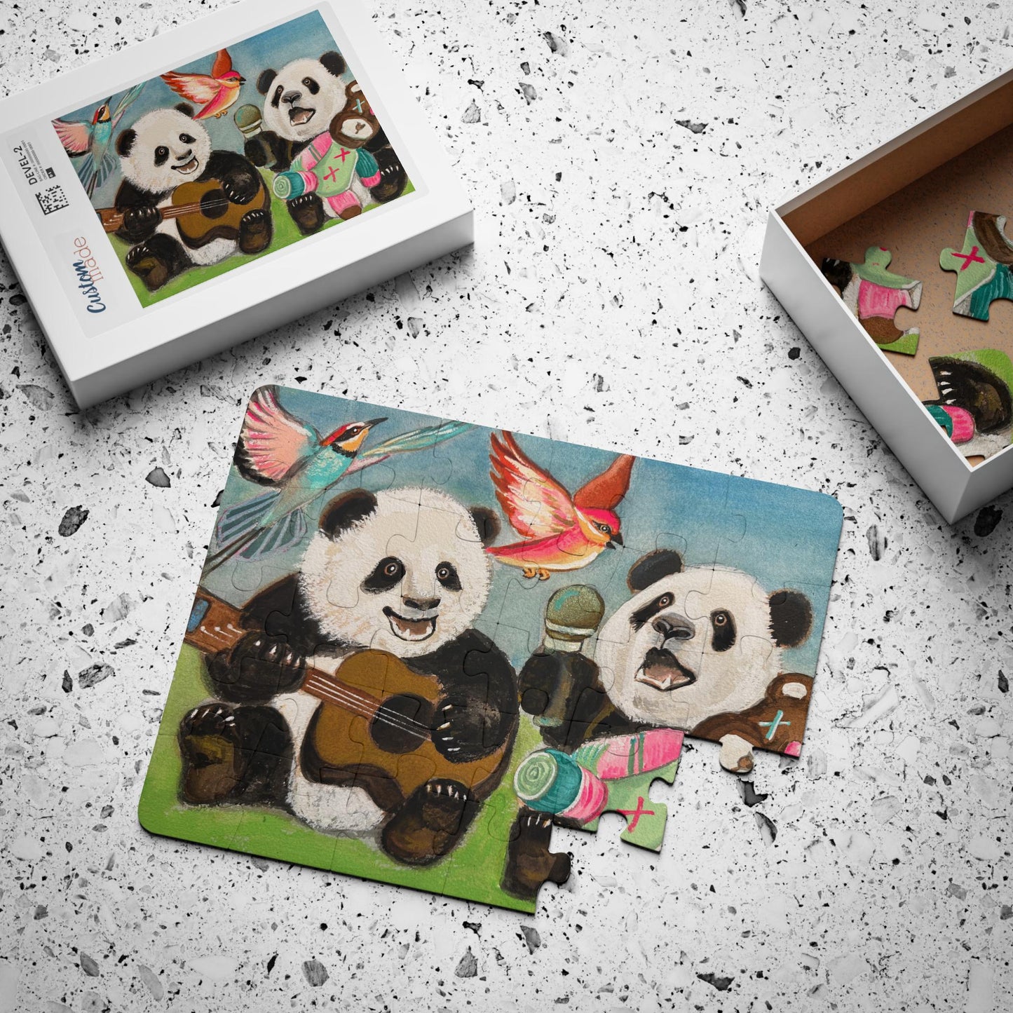 Singing Panda Playing Guitar Duo Kids Puzzle, 30-Piece | Animal Music Jigsaw