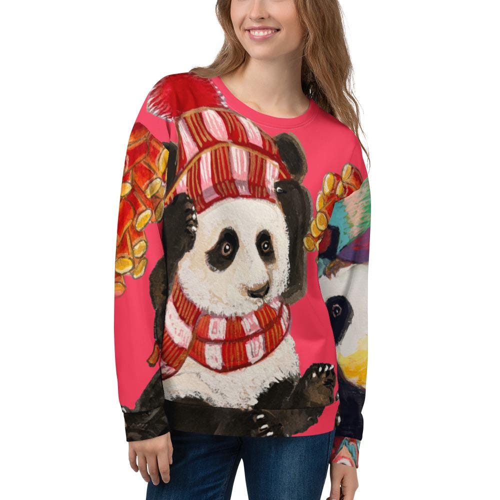 Chinese Panda Fireworks Lunar New Year Unisex Sweatshirt