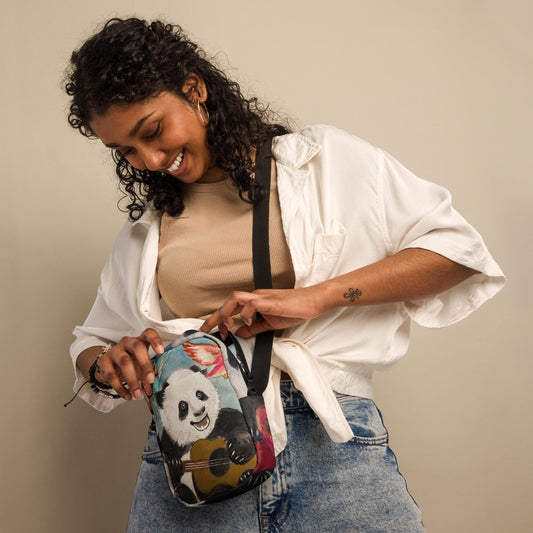 Chinese Happy Panda Lunar New Year Guitar Singing Gift for Her Gift for Children Utility crossbody bag
