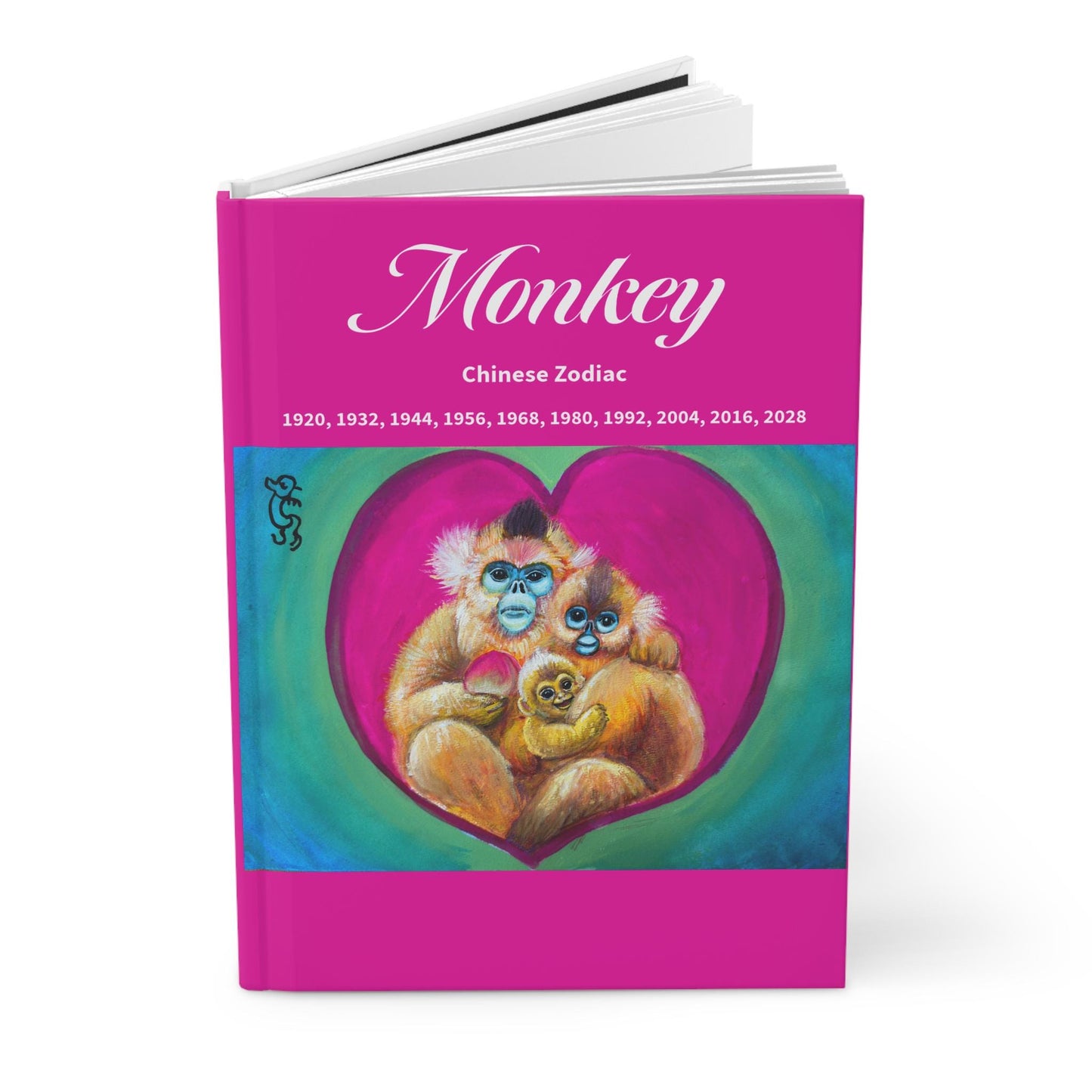 Monkey Chinese Zodiac Hardcover Journal | Monkey Illustration Notebook