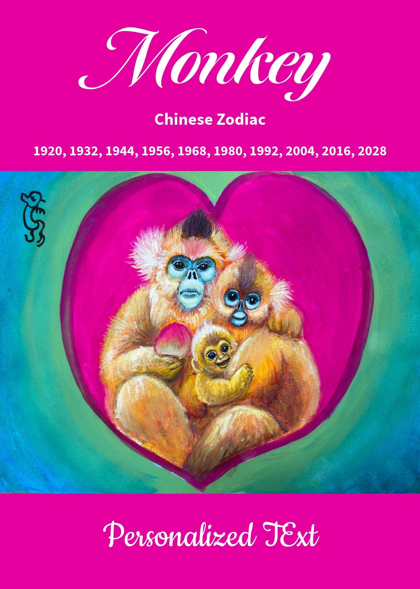 Monkey Chinese Zodiac Hardcover Journal | Monkey Illustration Notebook