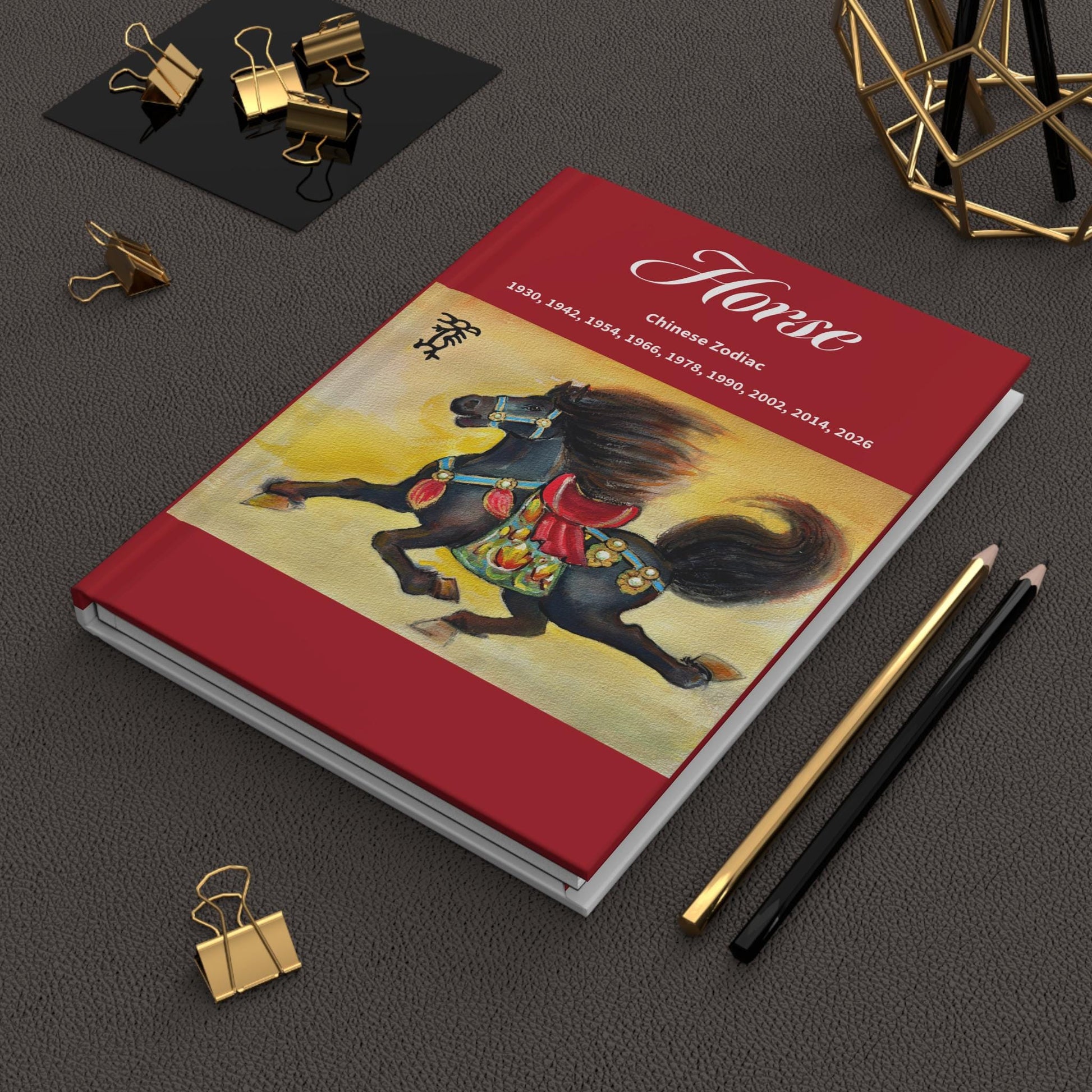 Chinese Zodiac Horse Hardcover Journal | Horse Illustration Notebook