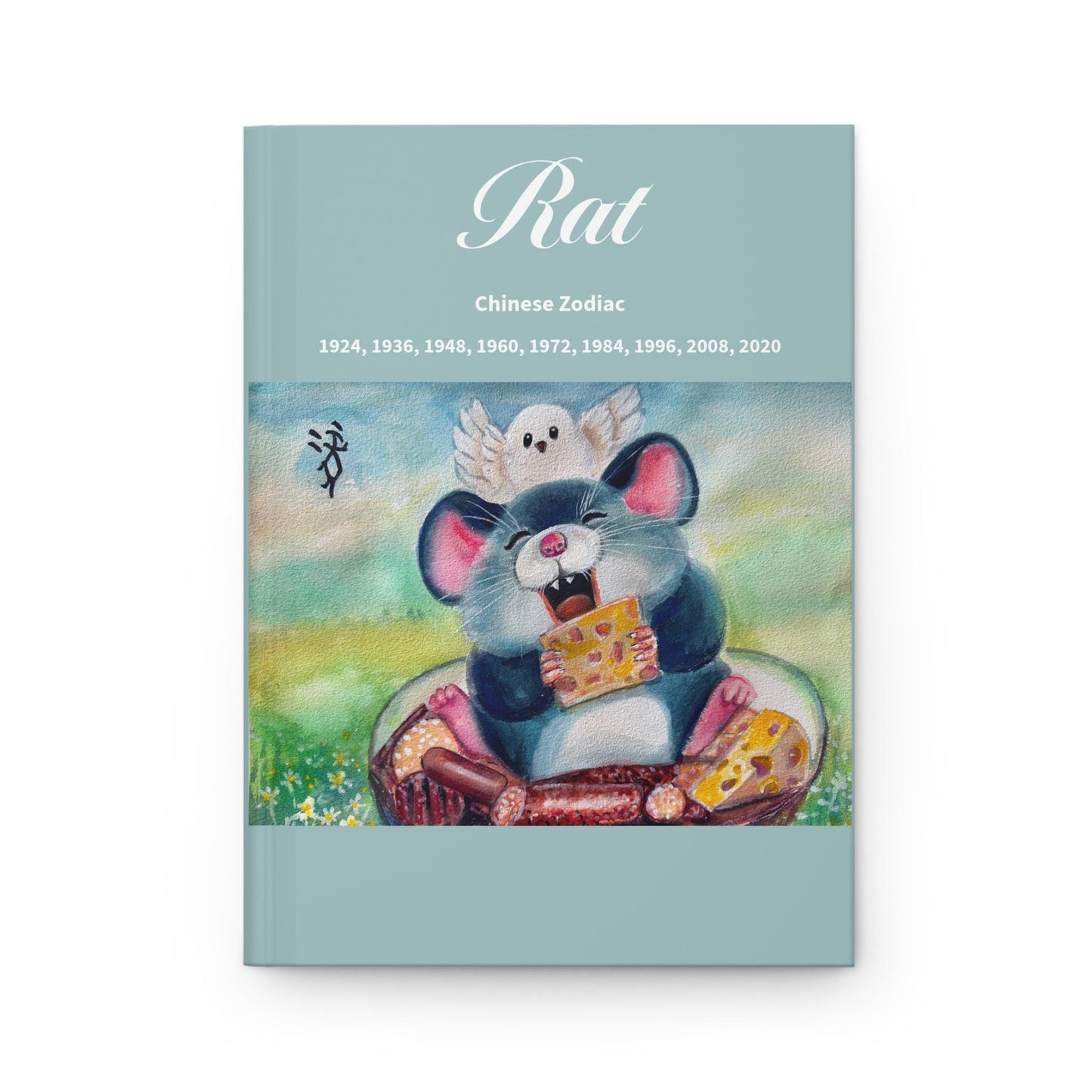Rat Chinese Zodiac Hardcover Journal | Cute Watercolor Mouse Notebook