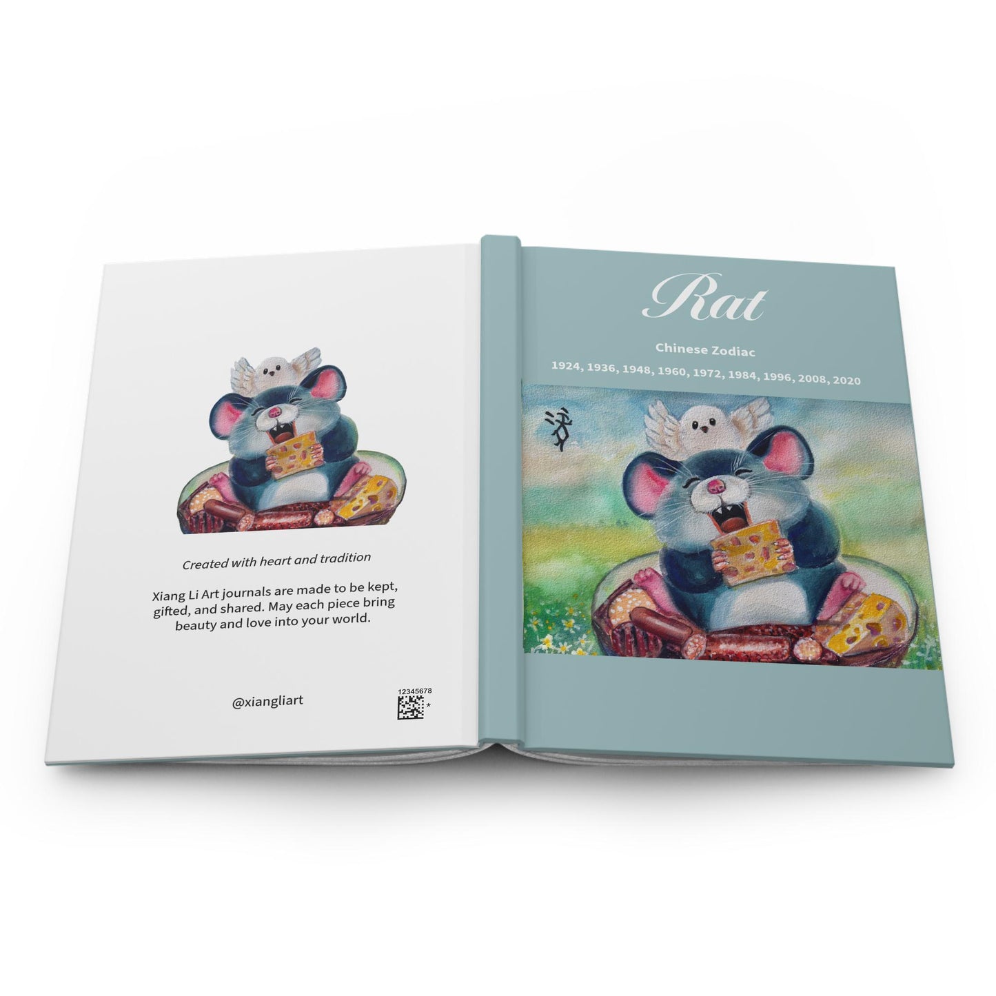 Rat Chinese Zodiac Hardcover Journal | Cute Watercolor Mouse Notebook