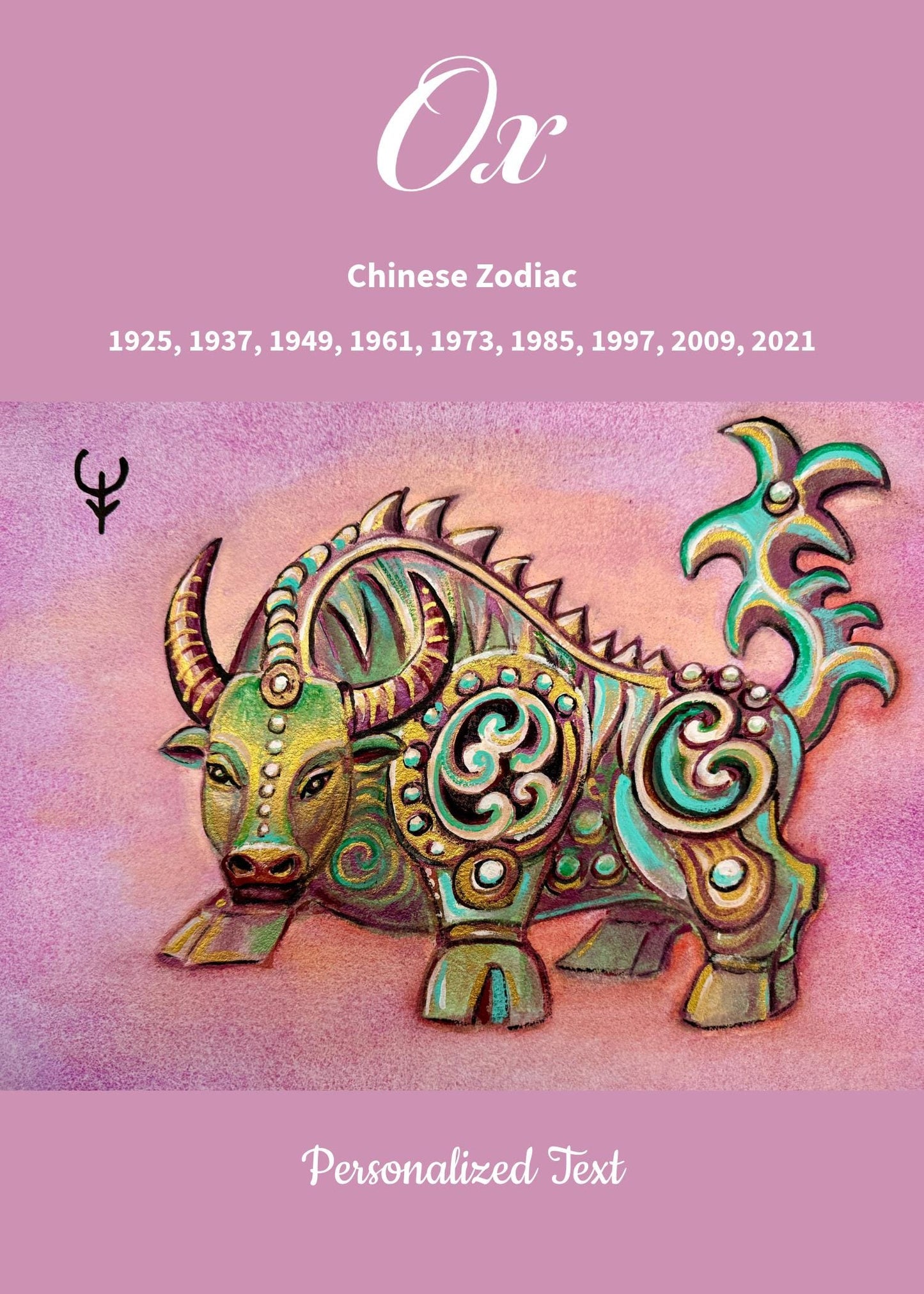 Ox Chinese Zodiac Hardcover Journal | Ox Zodiac Notebook, 1925-2021 Years