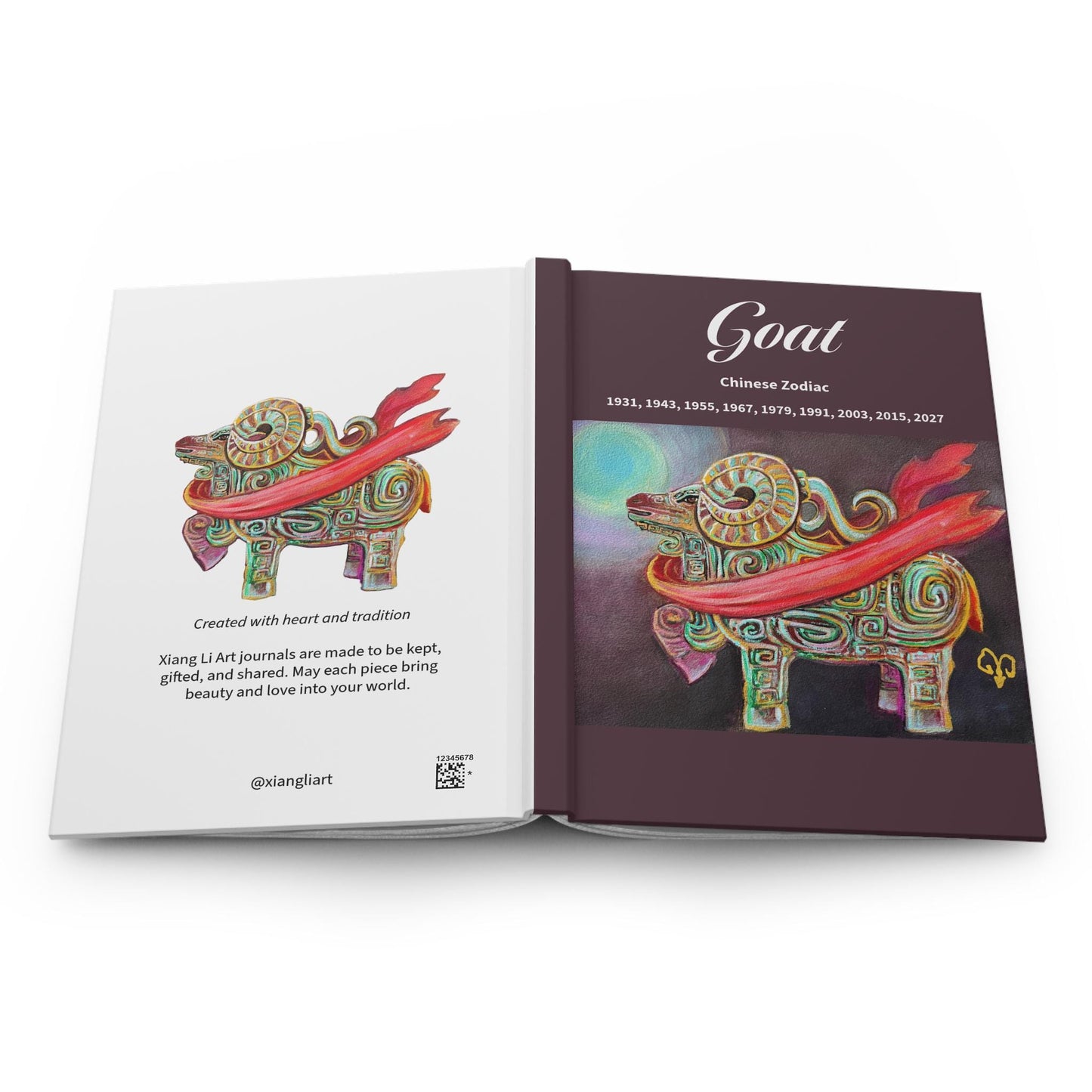 Chinese Zodiac Goat Hardcover Journal | Ram Illustration, Birth Years 1931-2027