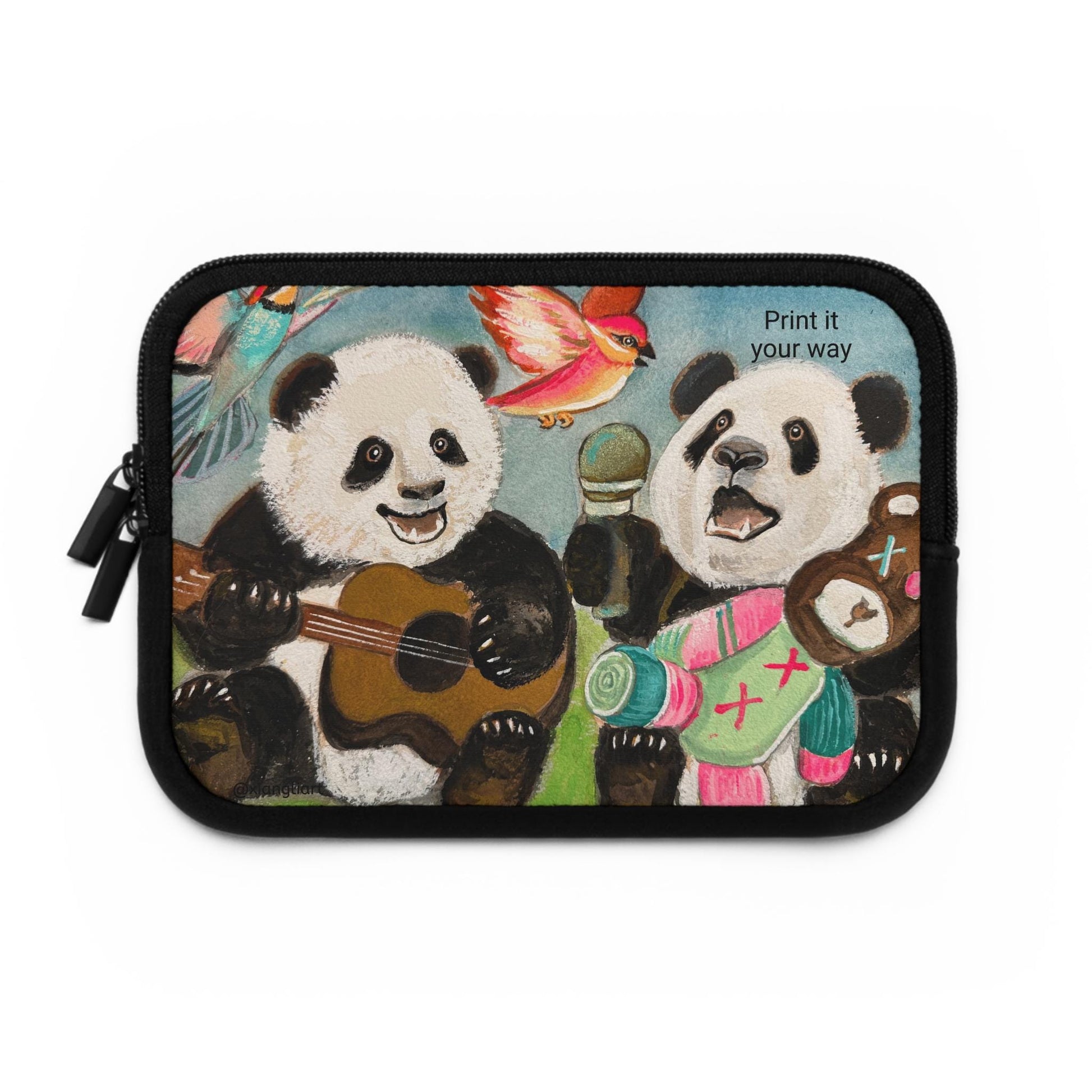 Singing Panda Band Chinese Lunar New Year Gift Laptop Sleeve | Cute Musical Animal Design