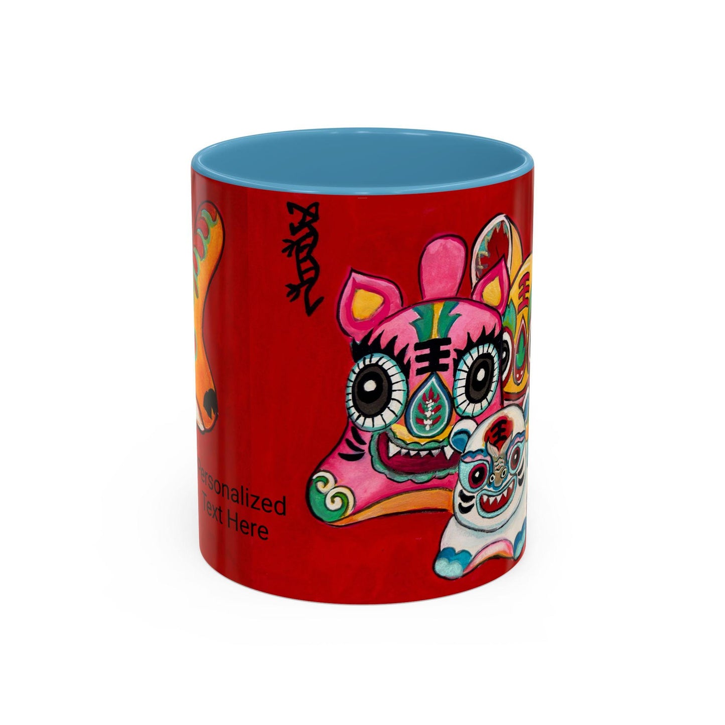 Chinese Horoscope Tiger, Lunar New Year Gift, Colorful Chinese Tiger Folk Art Mug | Accent Coffee Mug 11oz 15oz