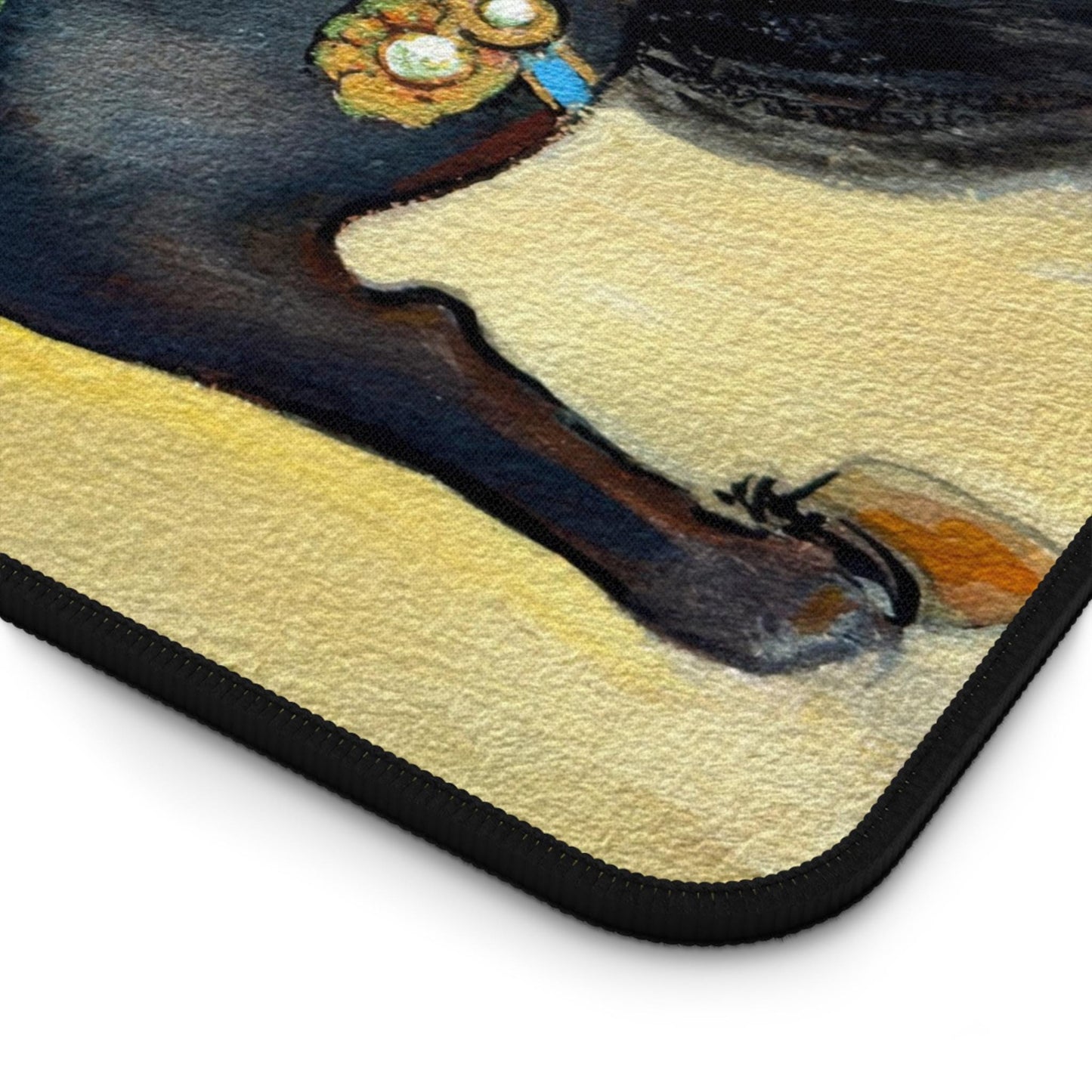 Chinese Horoscope Horse, Lunar New Year 2026, Best Gift, Black Decorative Horse Desk Mat | Painted Running Horse Art Mouse Pad