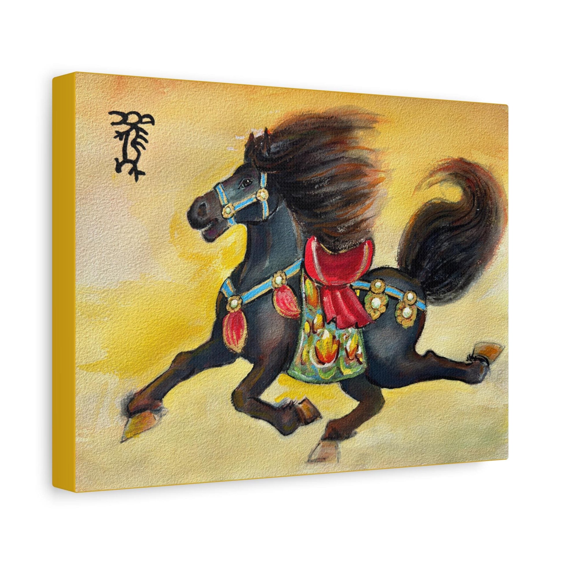 Chinese Horoscope Horse Lunar New Year 2026 Black Horse Painting Matte Canvas