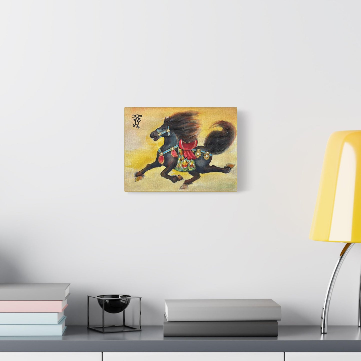 Chinese Horoscope Horse Lunar New Year 2026 Black Horse Painting Matte Canvas