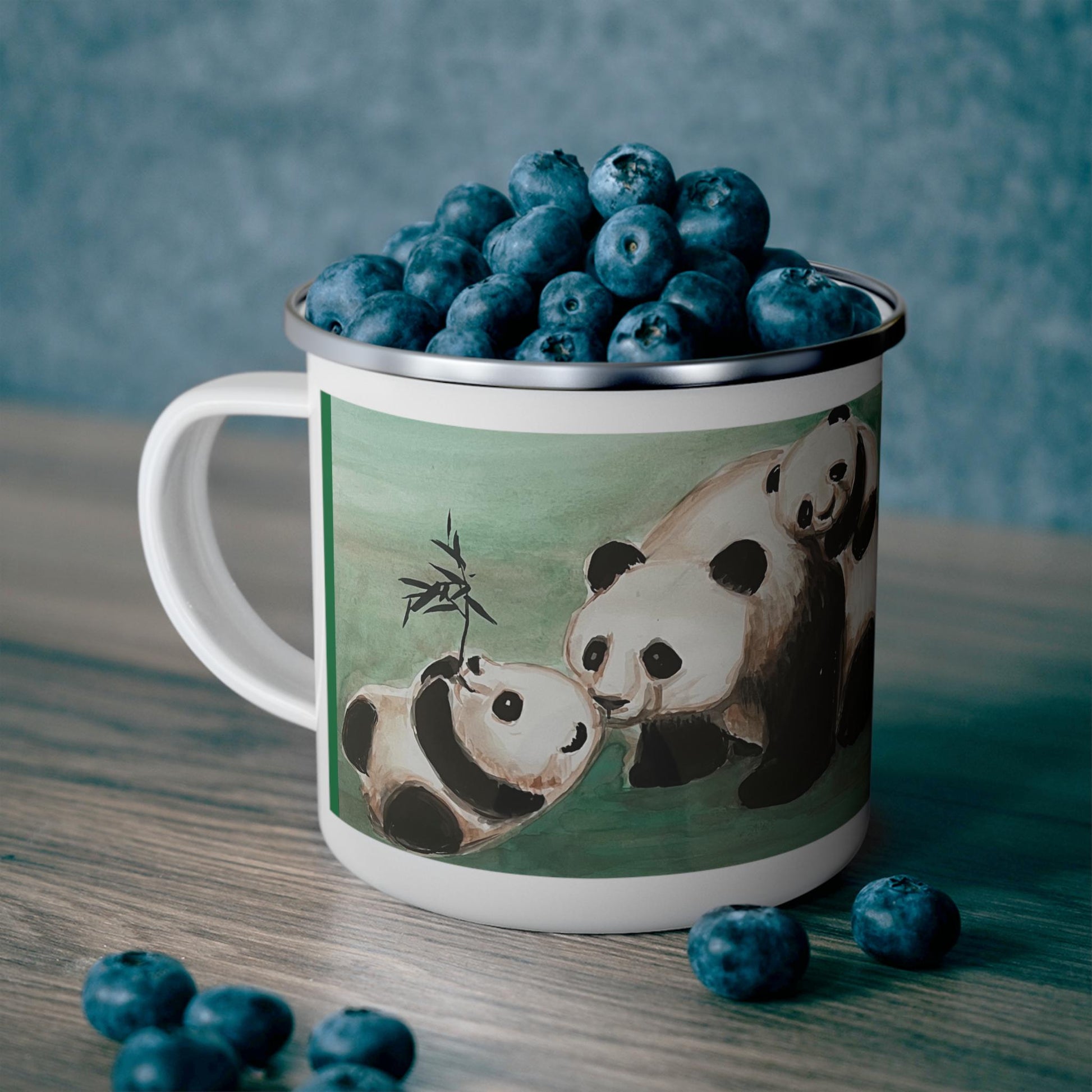 Panda Family Enamel Camping Mug | Bamboo Art Outdoors
