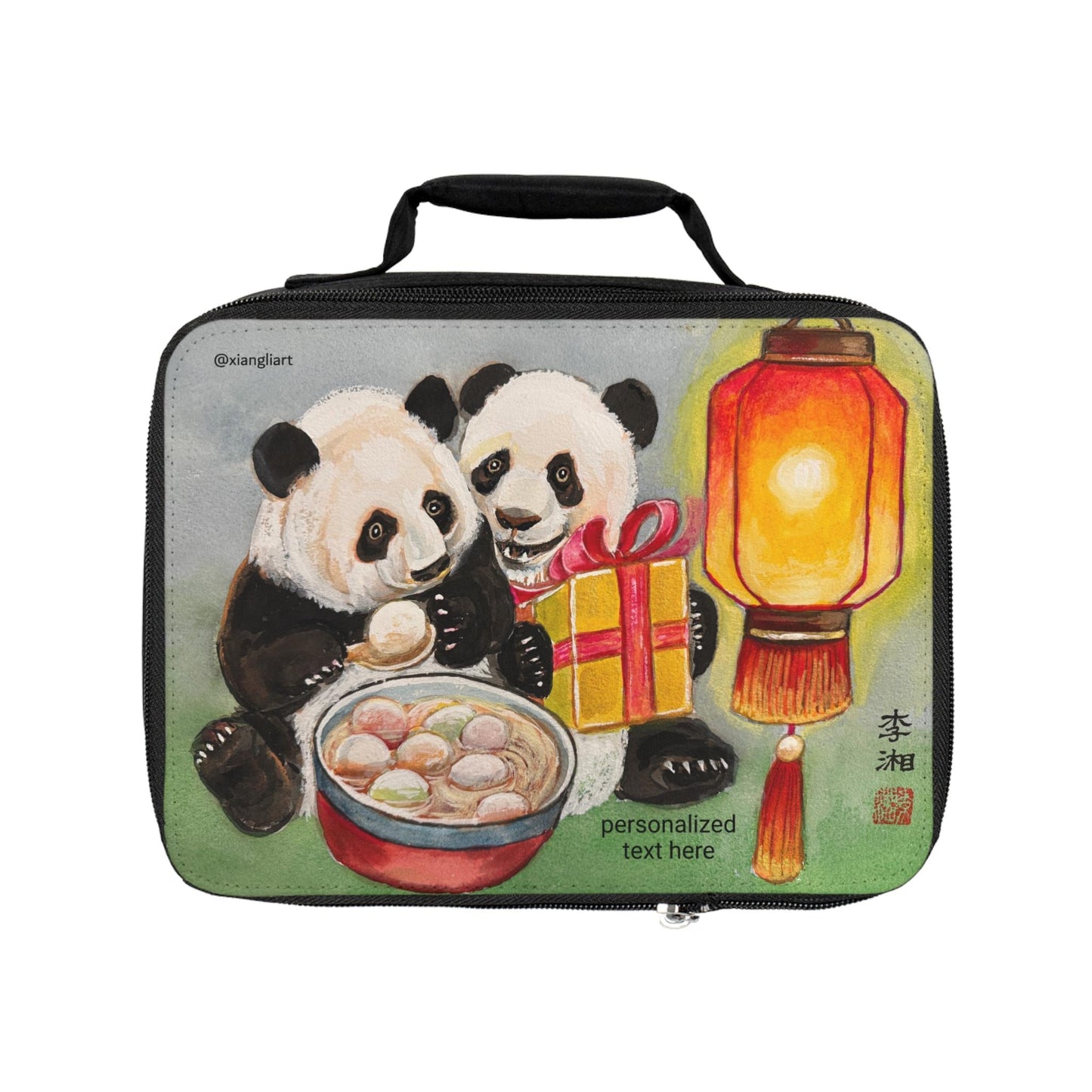 Panda Lantern Festival Lunch Bag | Cute Pandas, Tangyuan Bowl, Red Lantern