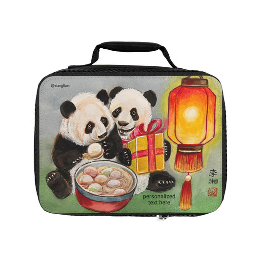 Panda Lantern Festival Lunch Bag | Cute Pandas, Tangyuan Bowl, Red Lantern