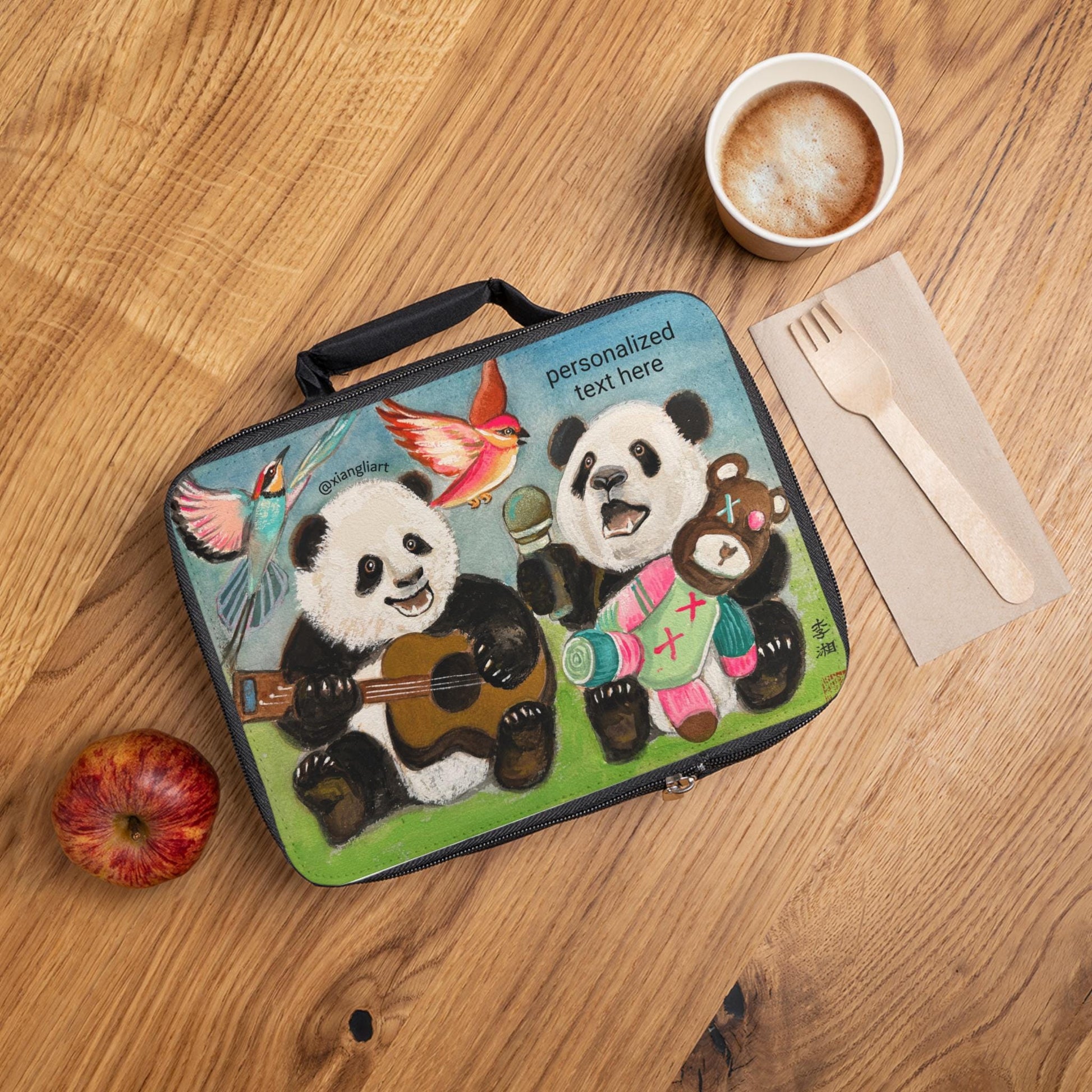 Singing Panda Kids Lunch Bag | Personalized Text Option
