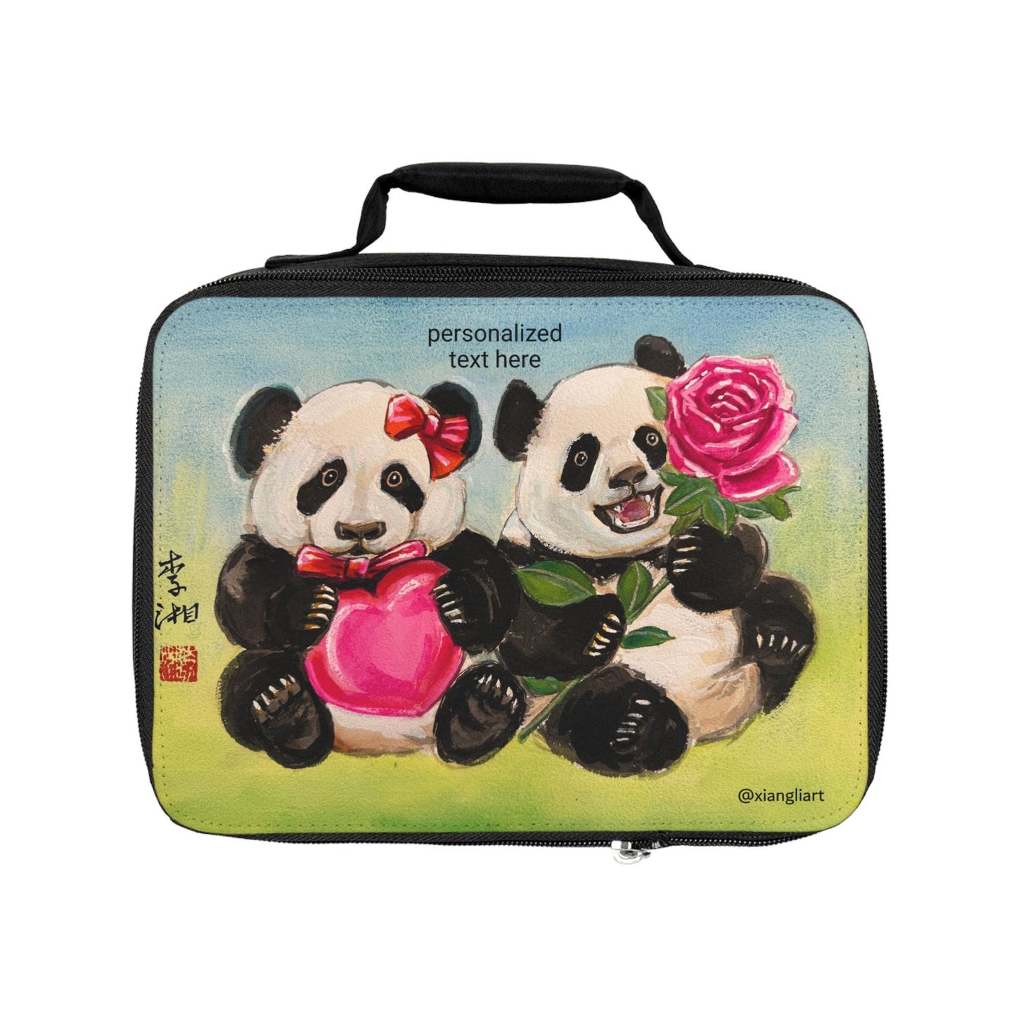 Cute Panda Couple Lunch Bag | Personalized Kids Bento Bag