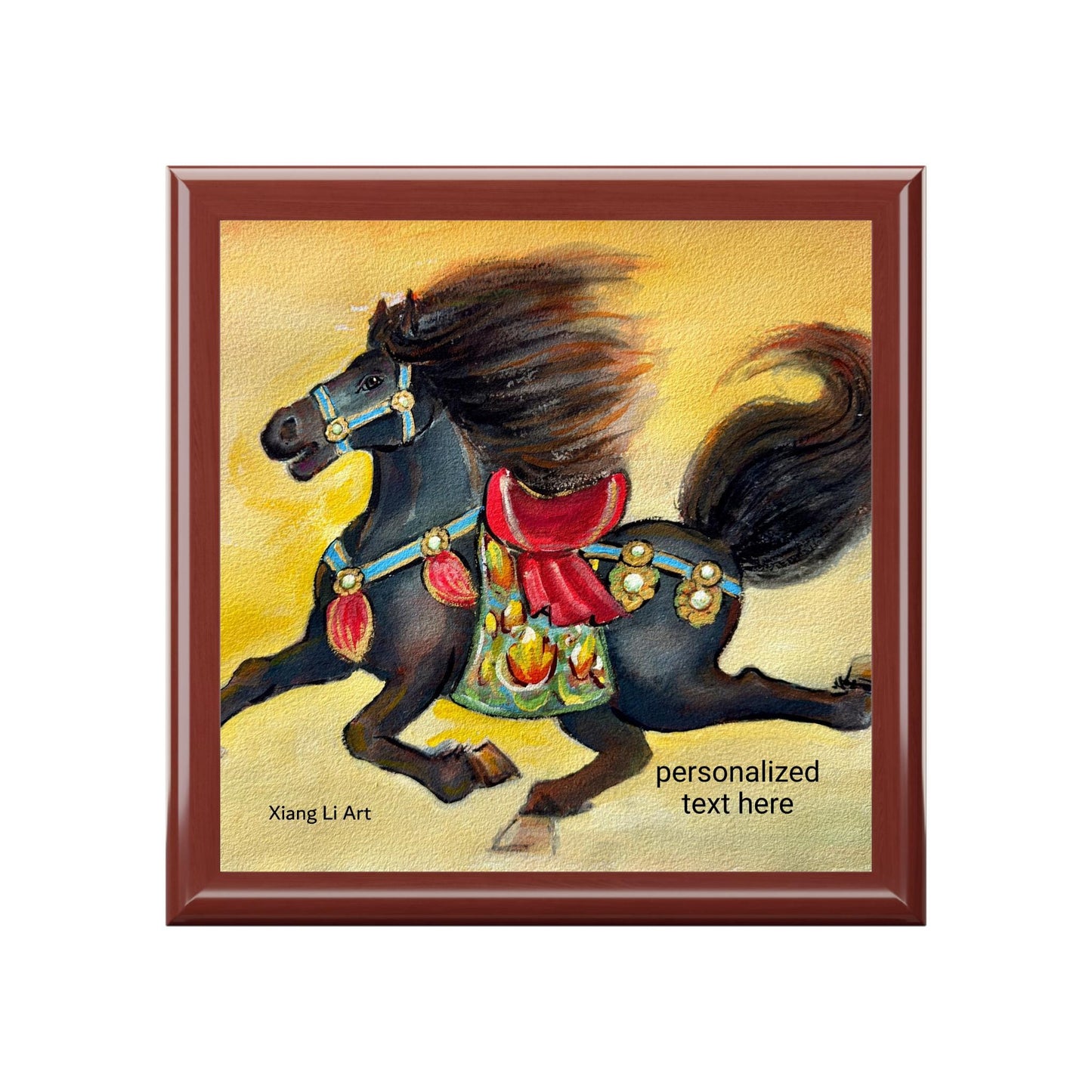 Black Horse Painting Jewelry Box | Painted Carousel Horse Keepsake