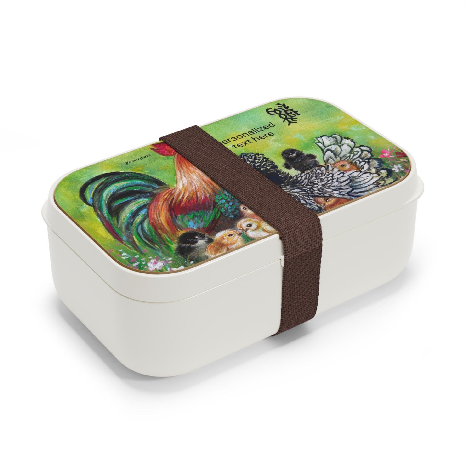 Rooster and Hen with Chicks Bento Box | Personalized Lunch Box