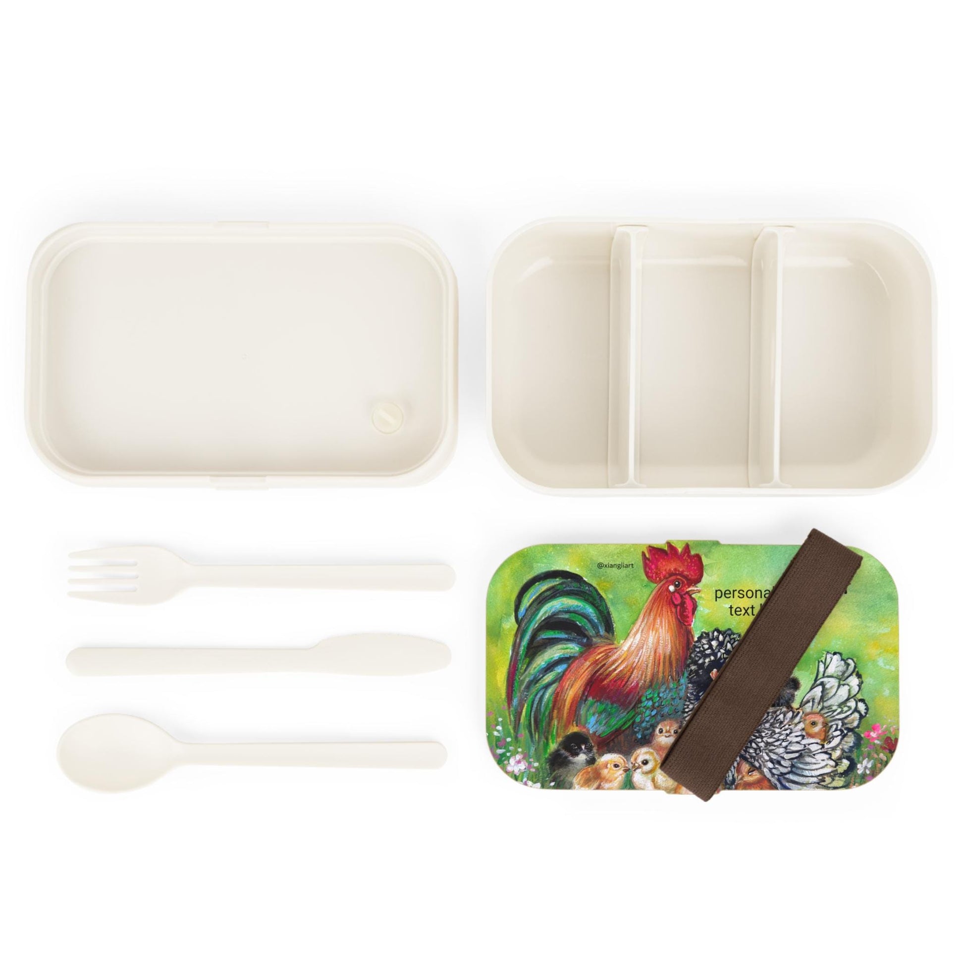Rooster and Hen with Chicks Bento Box | Personalized Lunch Box