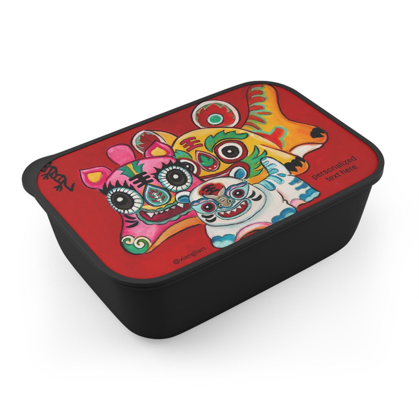 Colorful Chinese Lion Dance Artwork PLA Bento Box