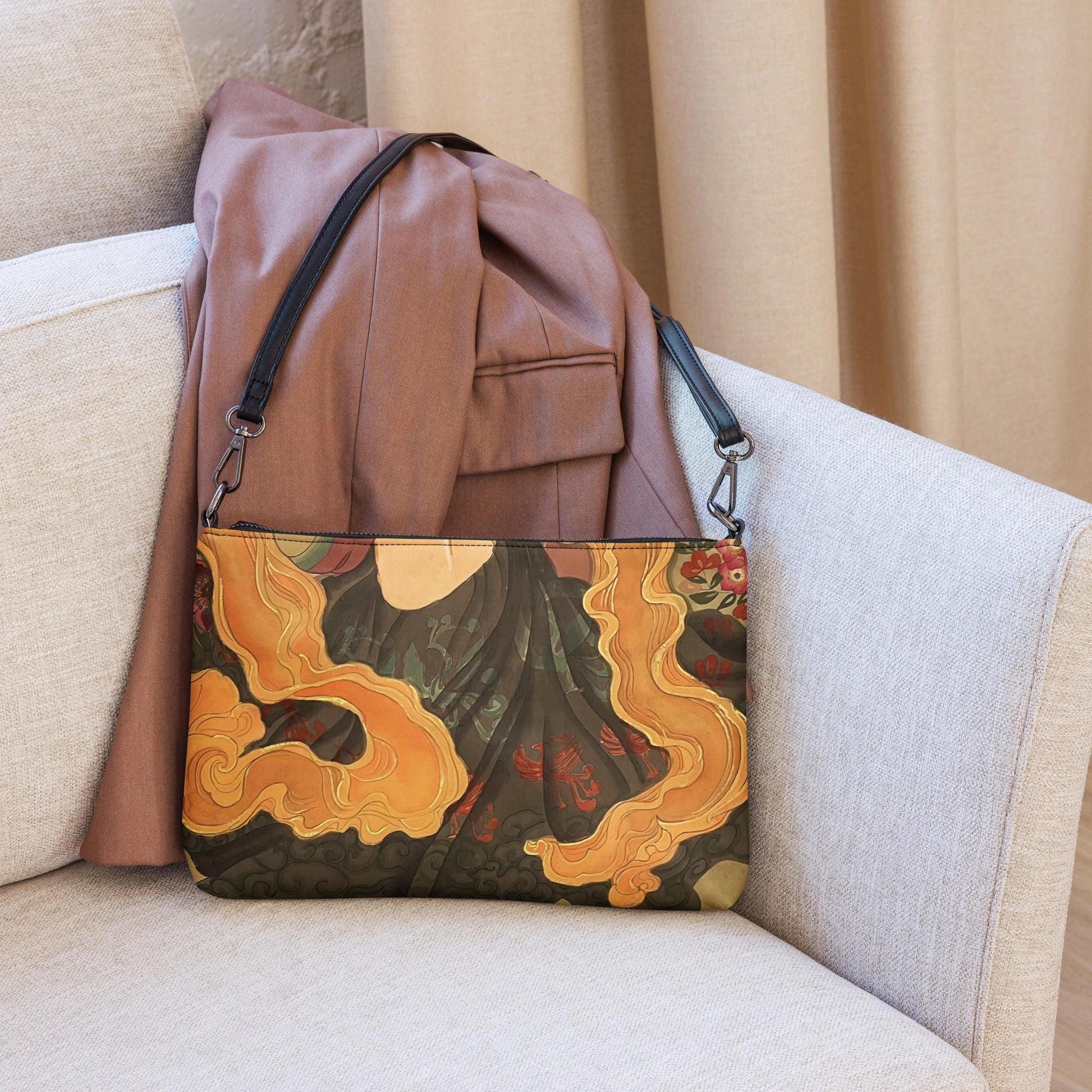 Crossbody bag - abstract swirls of silk - watercolor art by Xiang Li