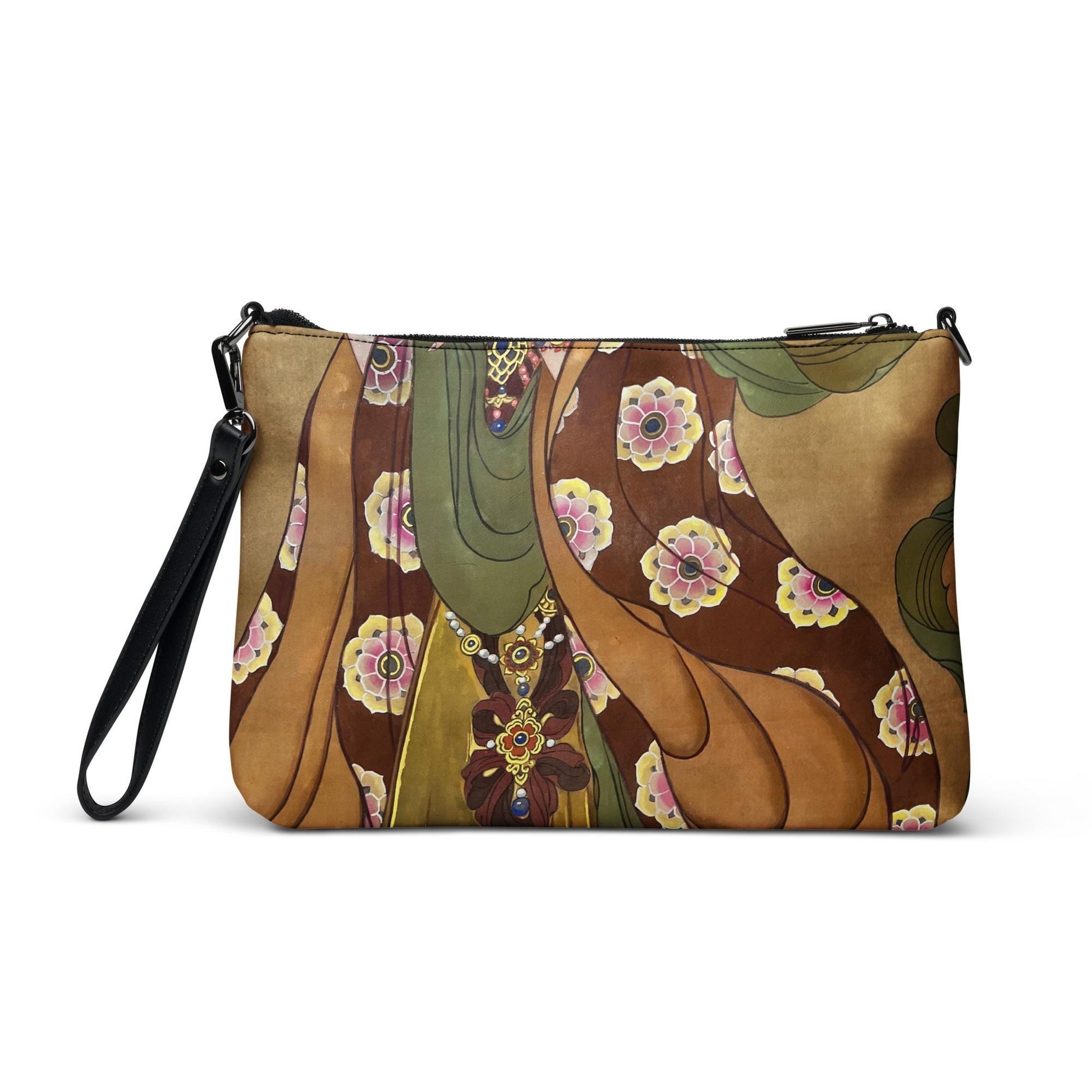 Crossbody bag- Watercolor art print - Colors and patterns on Silk