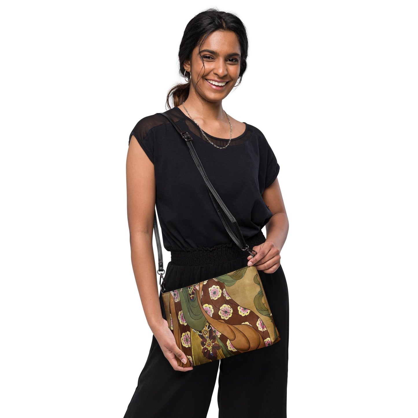 Crossbody bag- Watercolor art print - Colors and patterns on Silk