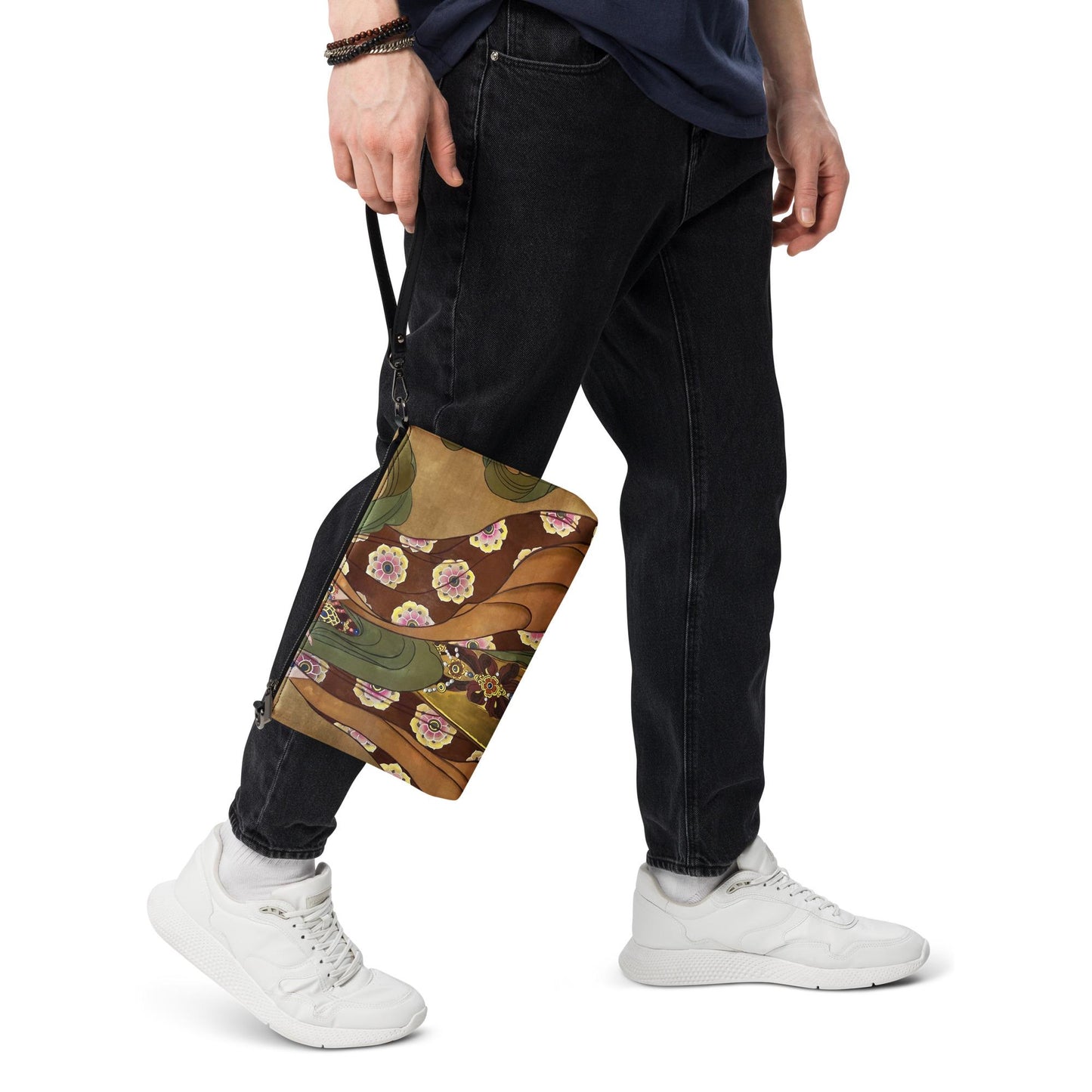 Crossbody bag- Watercolor art print - Colors and patterns on Silk
