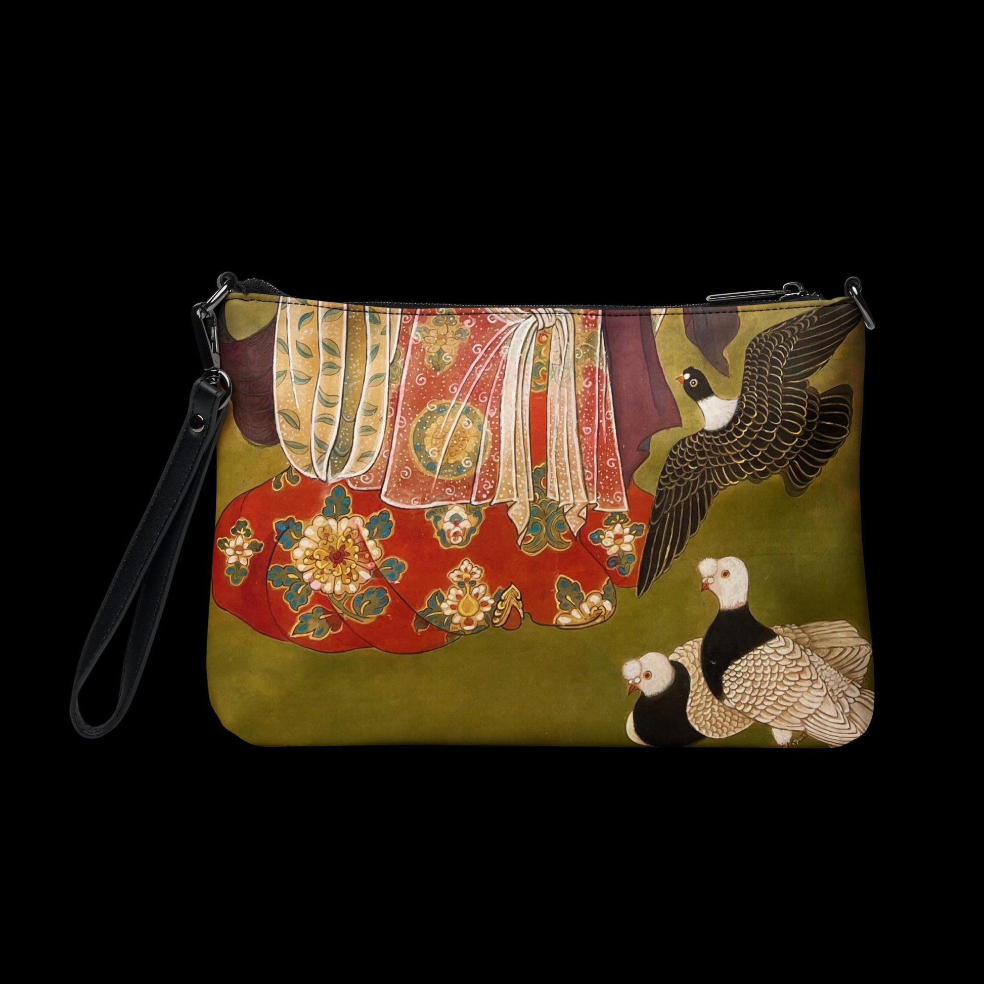 Crossbody bag - Auspicious Birds & Floral Court Motif - Watercolor Art by Xiang Li