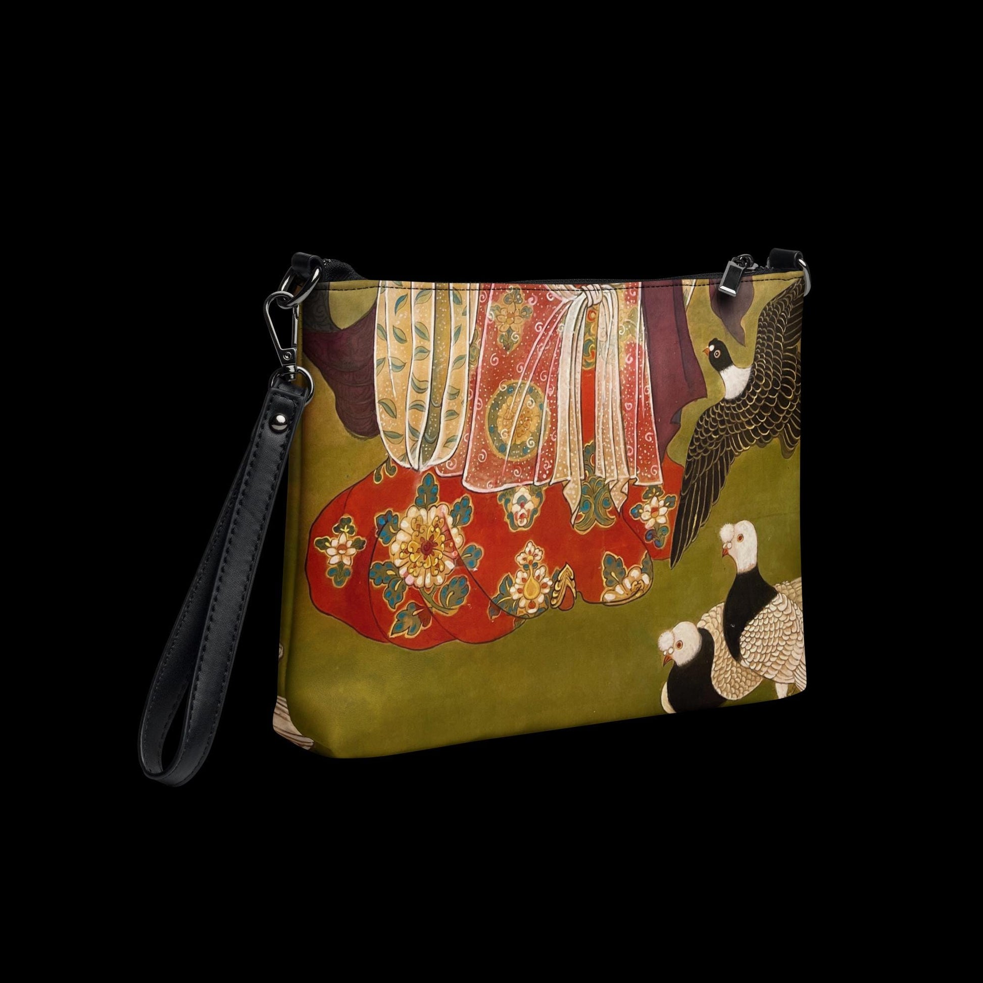Crossbody bag - Auspicious Birds & Floral Court Motif - Watercolor Art by Xiang Li