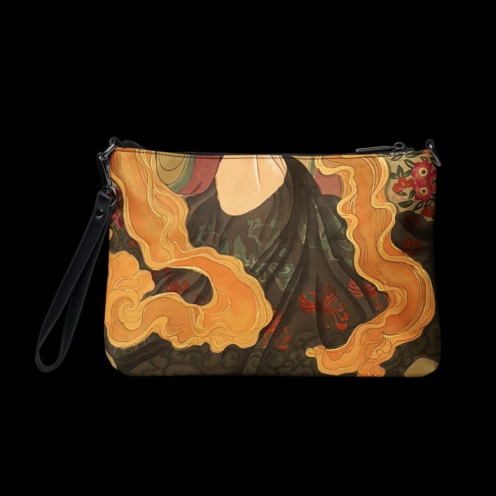 Crossbody bag - abstract swirls of silk - watercolor art by Xiang Li