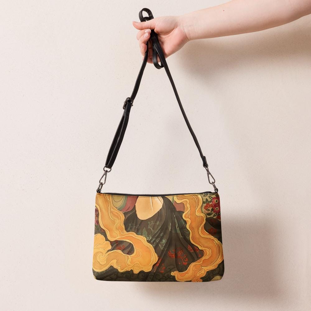 Crossbody bag - abstract swirls of silk - watercolor art by Xiang Li