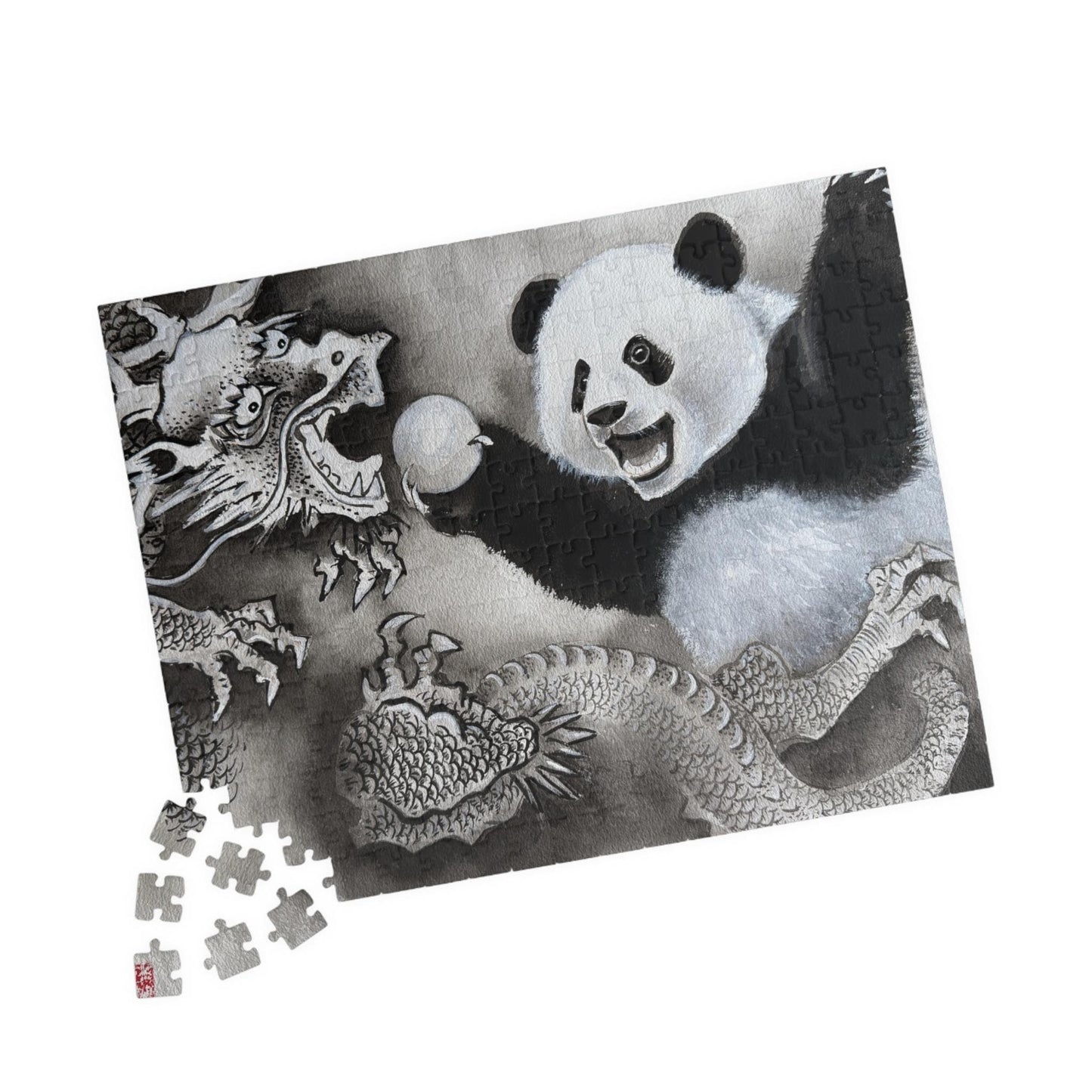 Panda and Dragon Artwork Puzzle | 110, 252 Piece Jigsaw | Holiday Activity Puzzle