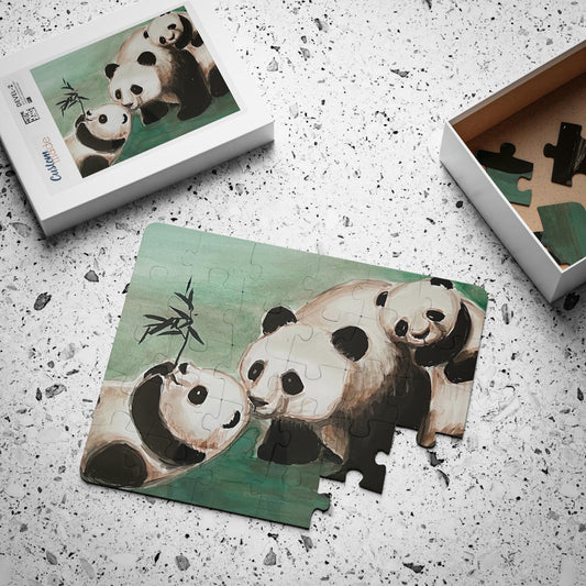 Panda Family Mother & Her Cubs Illustration Kids Puzzle