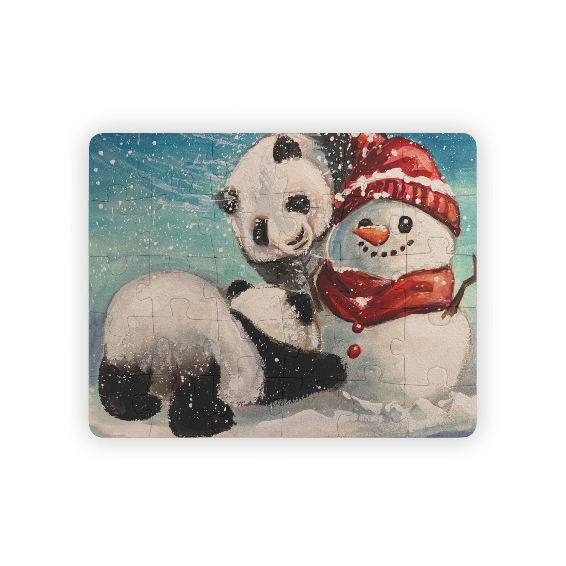 Panda and Snowman Kids Puzzle 30-Piece | Winter Animal Jigsaw