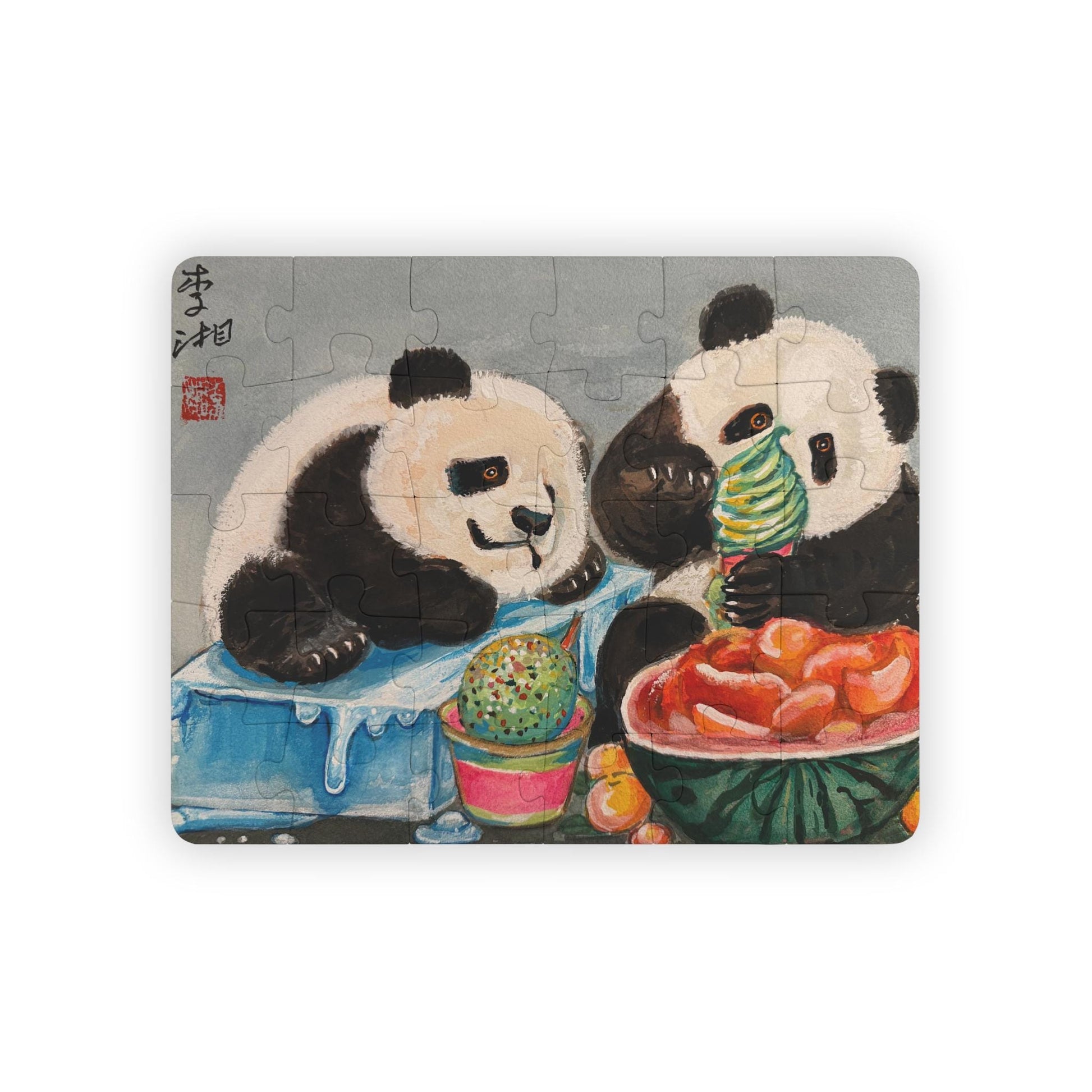 Pandas Sharing Ice Cream Kids Puzzle 30-piece